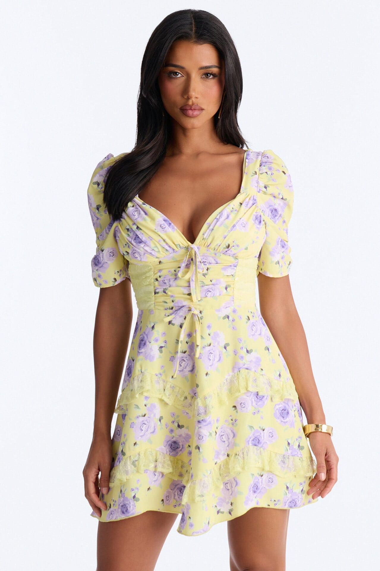Tinsley Floral Mini Dress - Yellow/combo