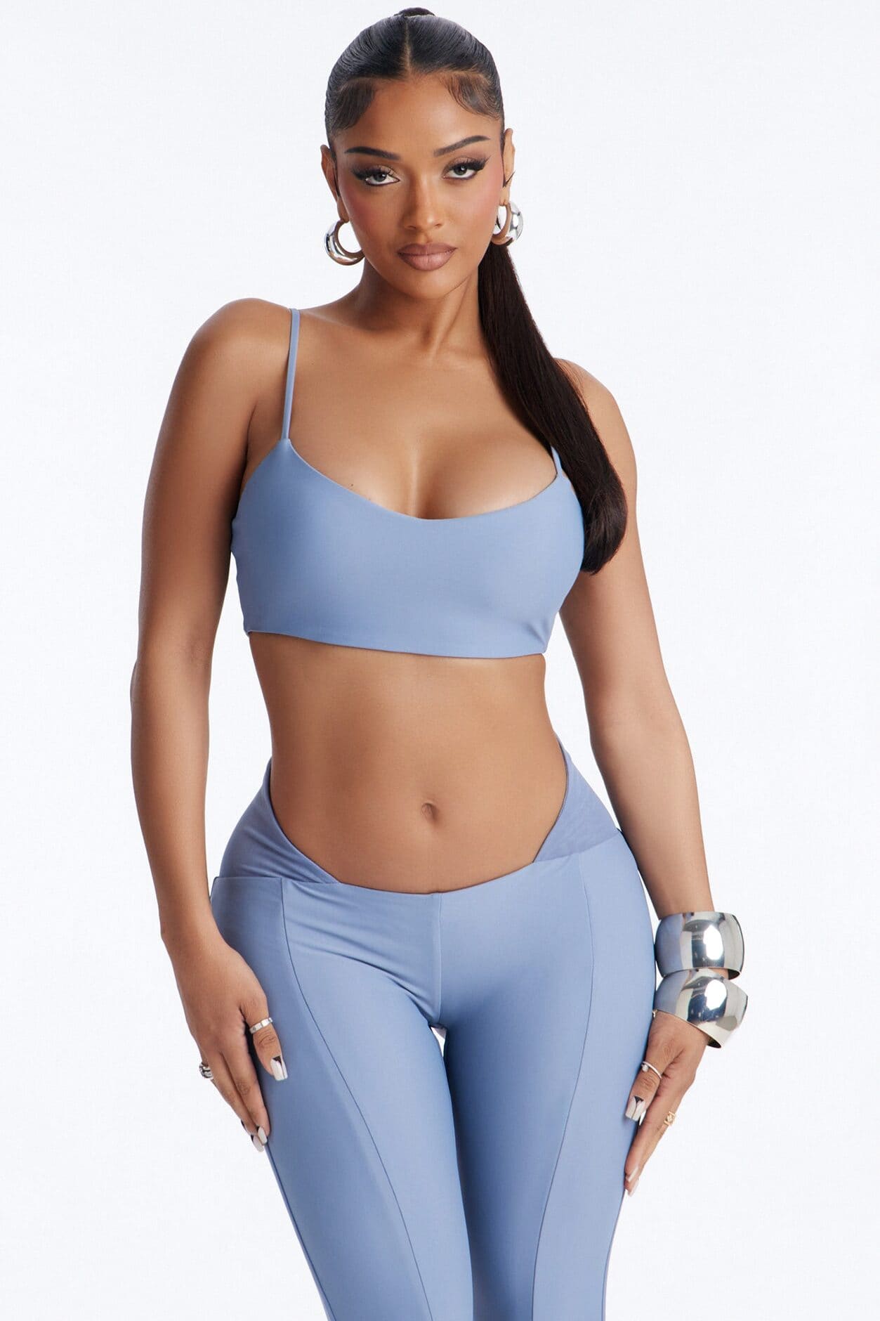 Roxy Form Double Lined Bra Top Capri Pant Set - Dusty Blue alternate