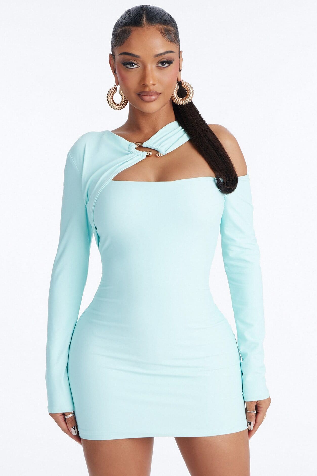 Roxy Form Double Lined Long Sleeve Mini Dress - Mint alternate