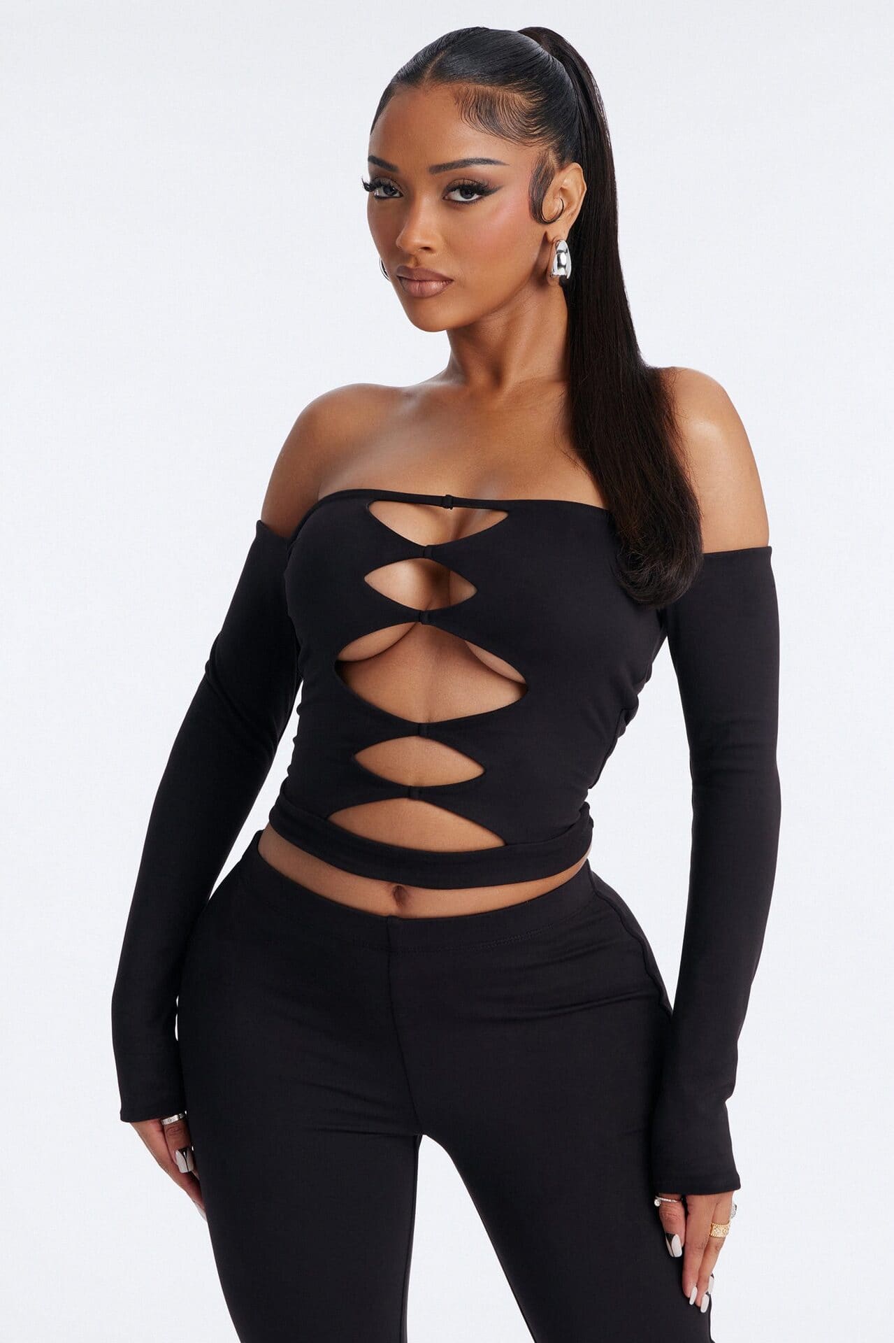 Bianca Matte Form Double Lined Pant Set - Black alternate