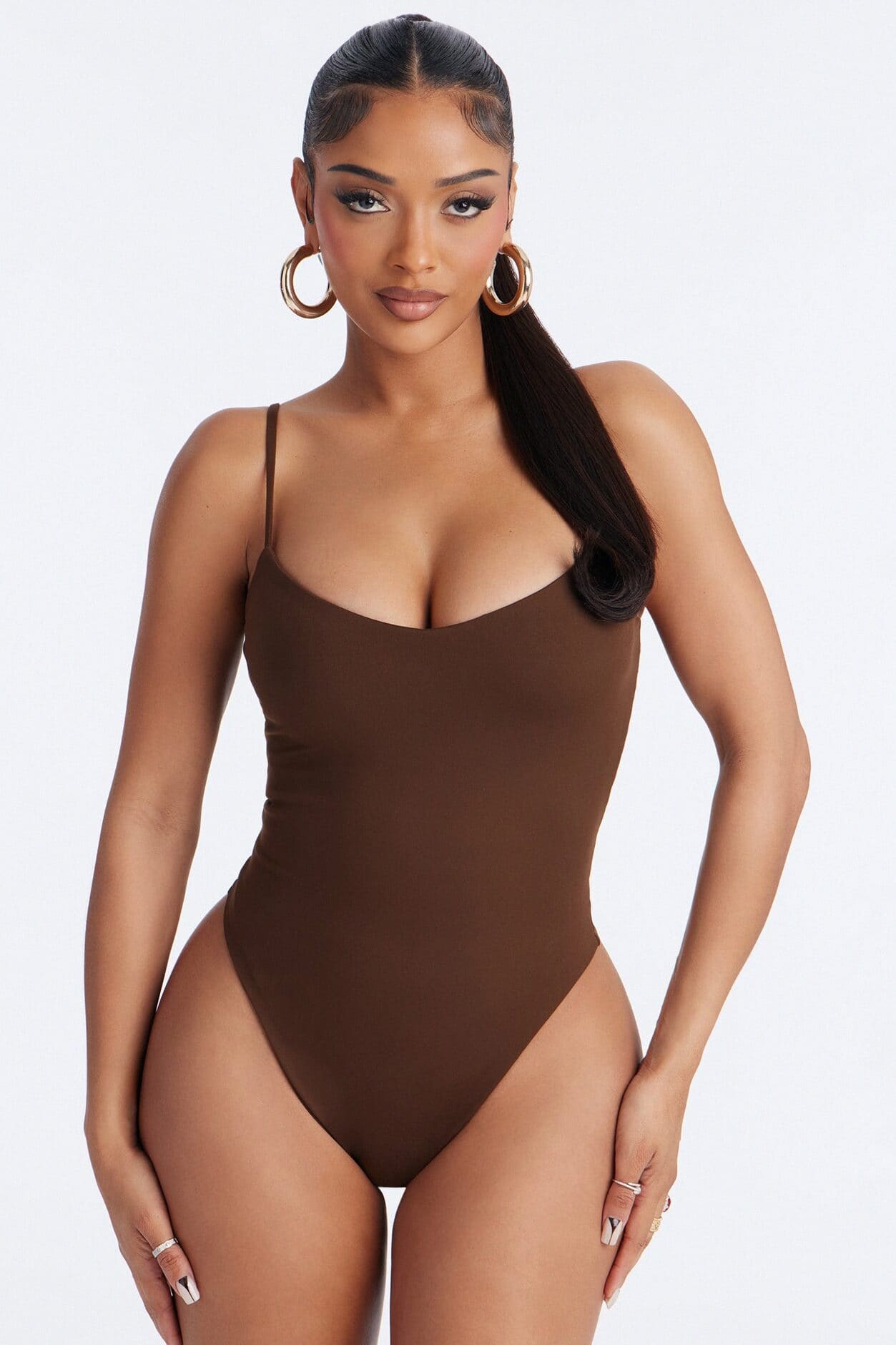 Bianca Matte Form Double Lined Low Rise Capri Set - Chocolate alternate