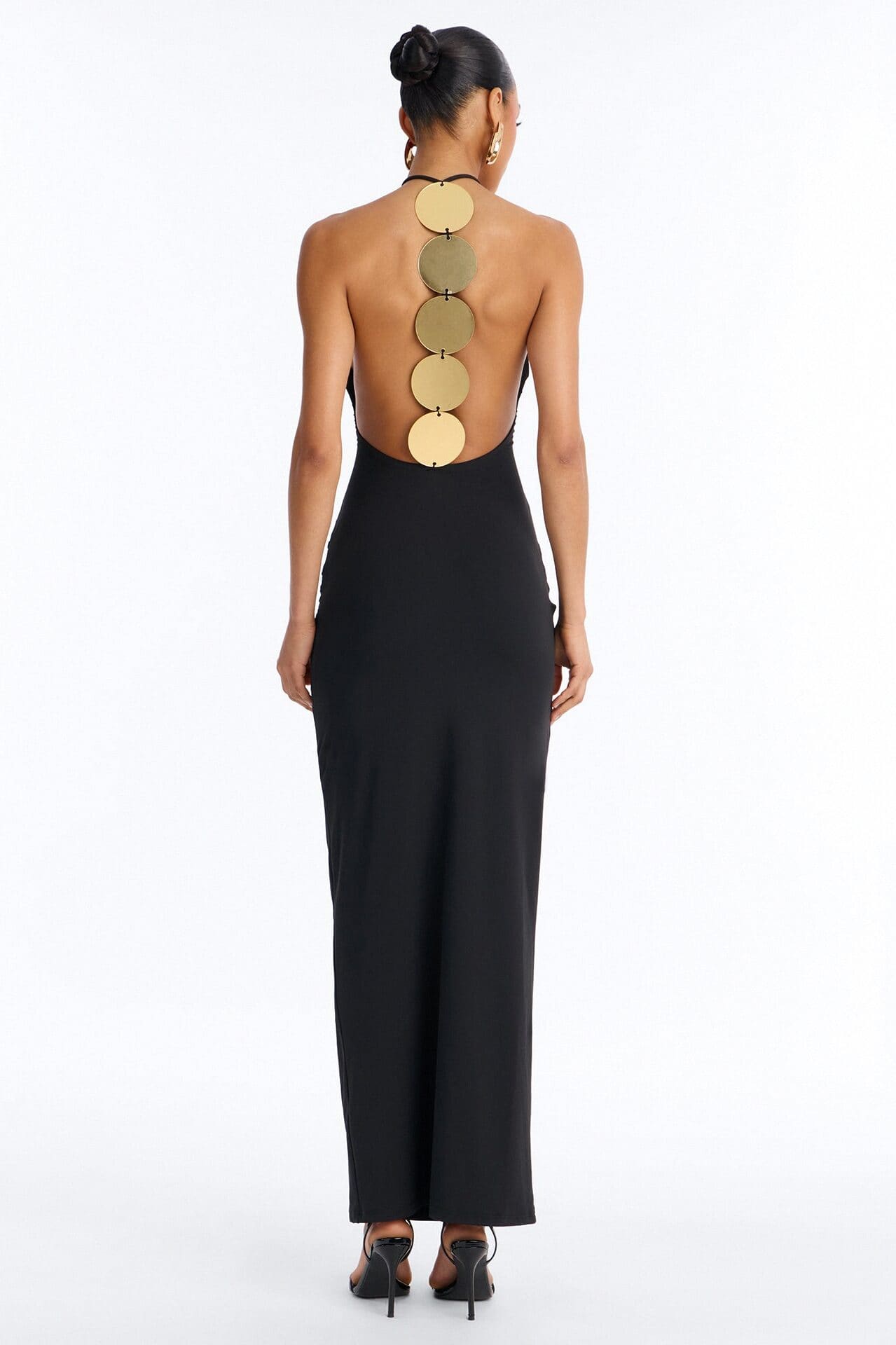 Stop And Stare Backless Hardware Maxi Dress - Black