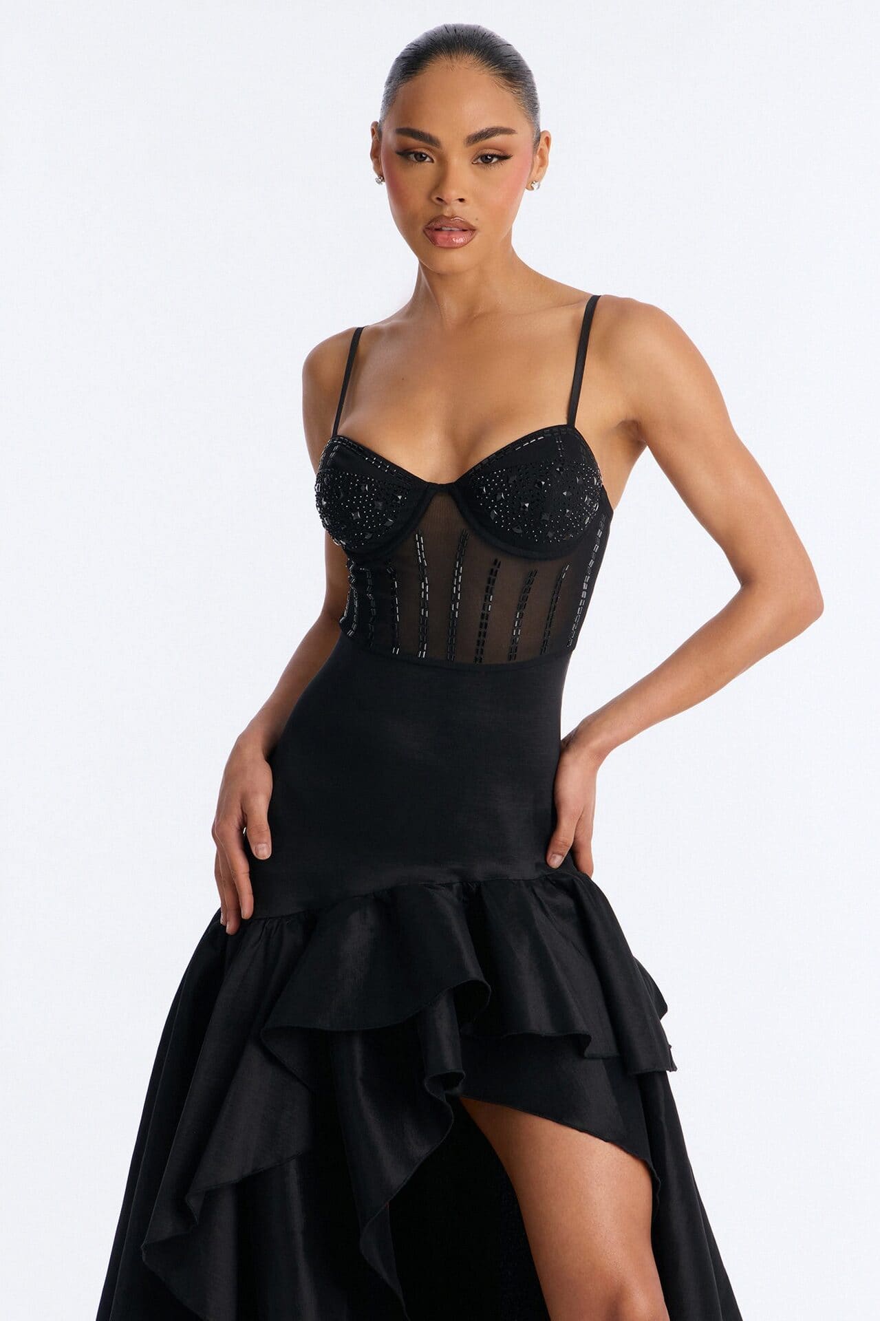 Blurred Memories Embellished Maxi Gown - Black alternate