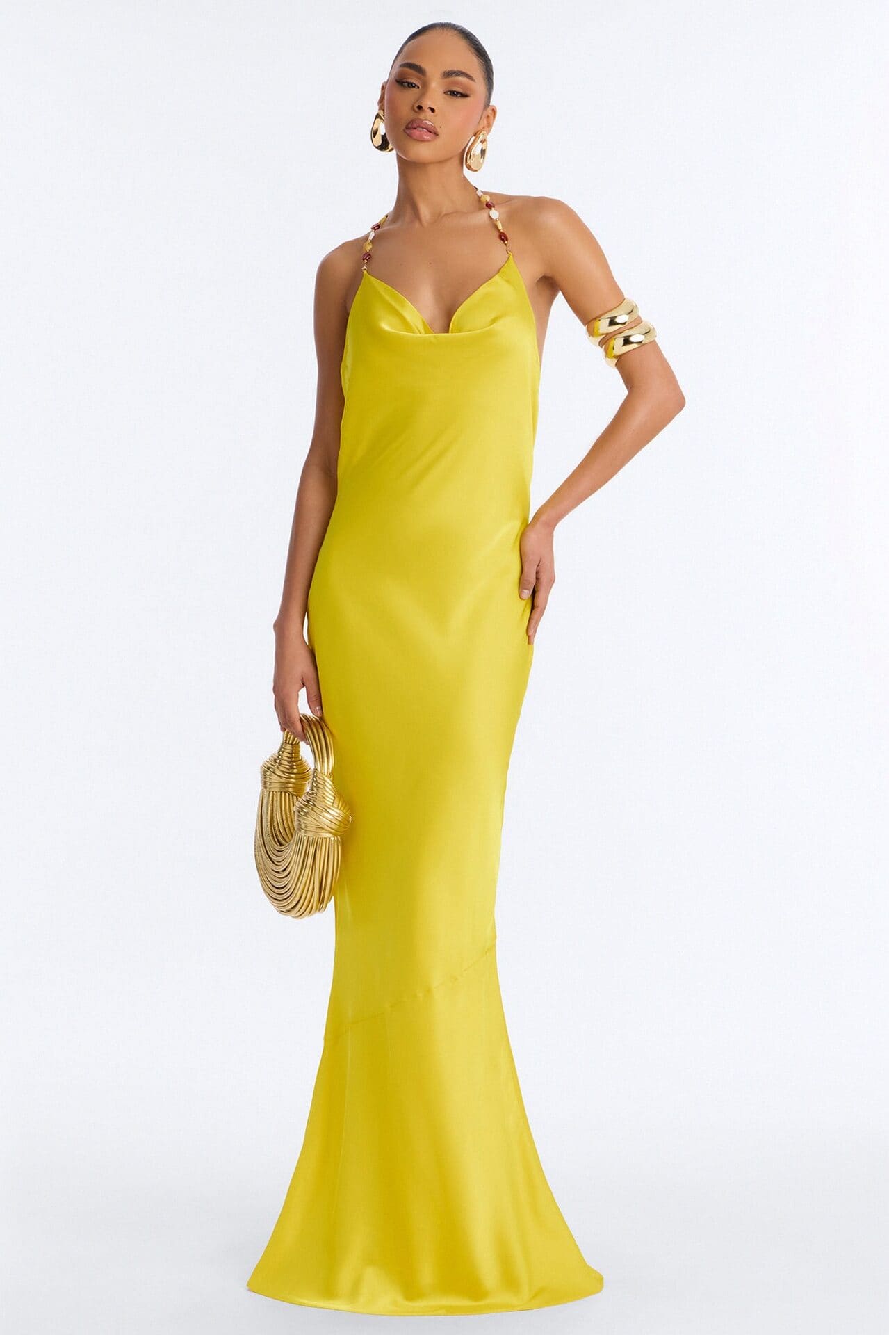 Bold Vibes Satin Maxi Dress - Yellow alternate