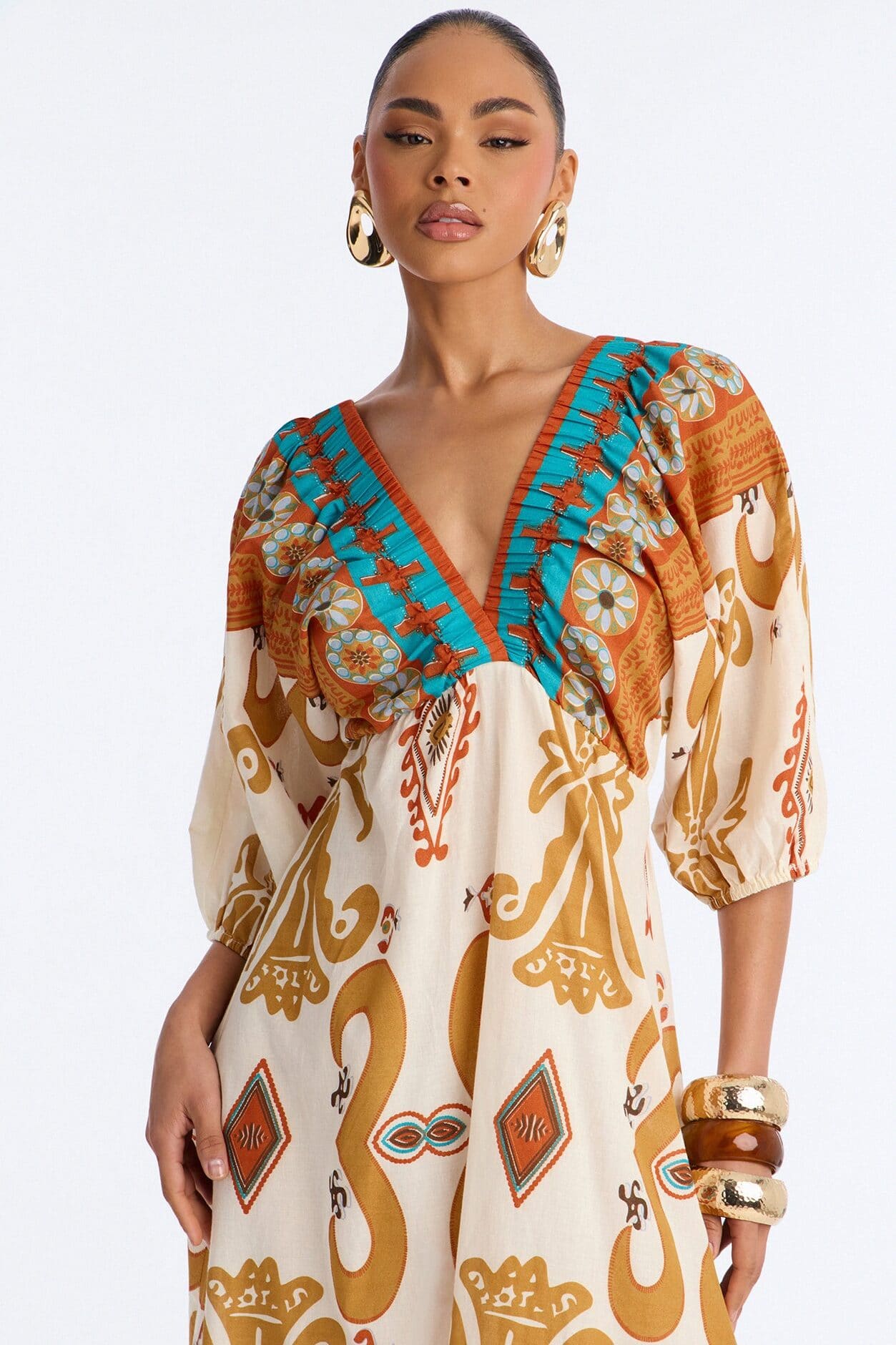 Kayla Printed Maxi Dress - Ivory/combo alternate