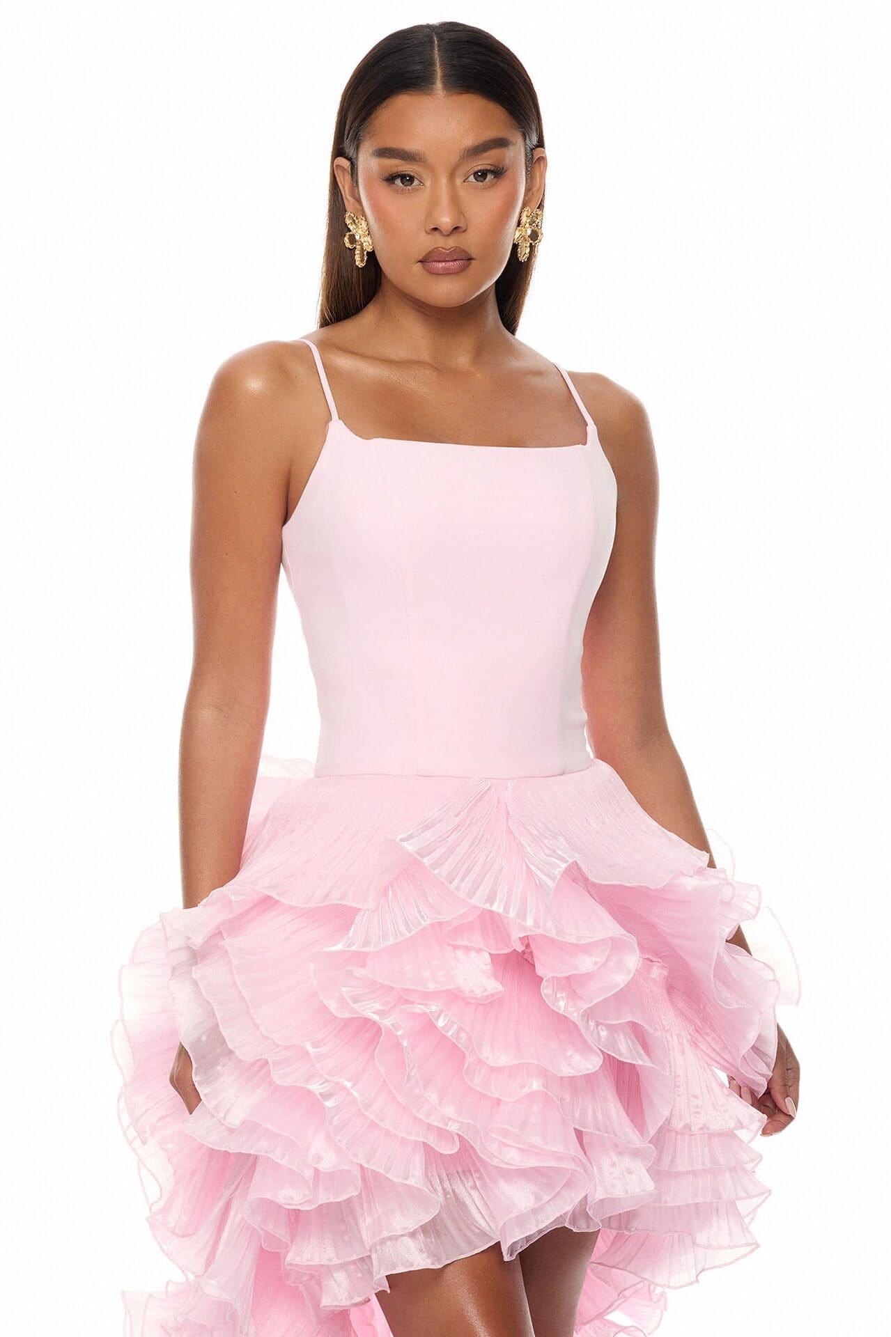 So Popular High Low Ruffle Gown - Pink alternate