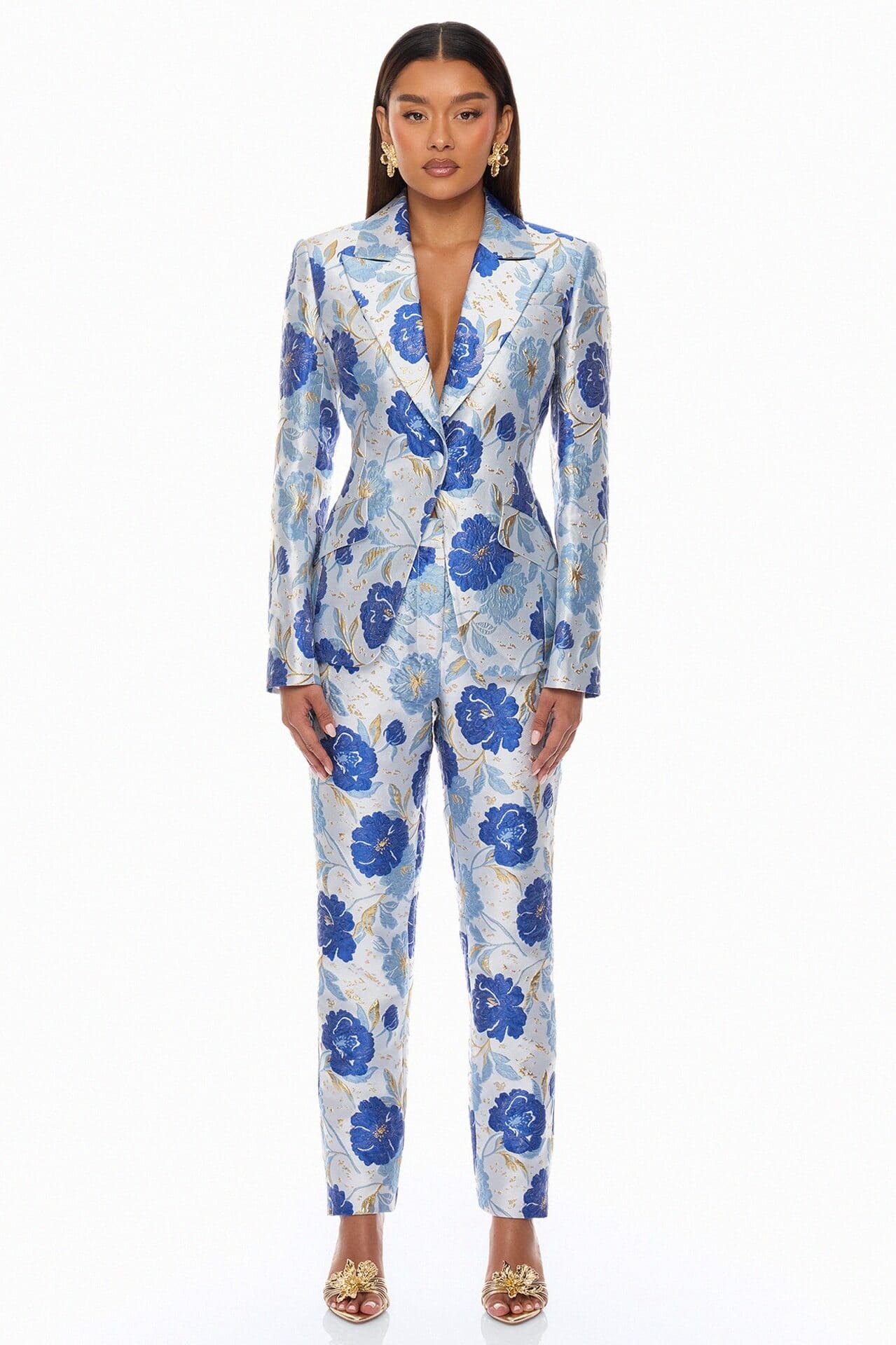 Florencia Jacquard Pant Set - Blue/combo alternate