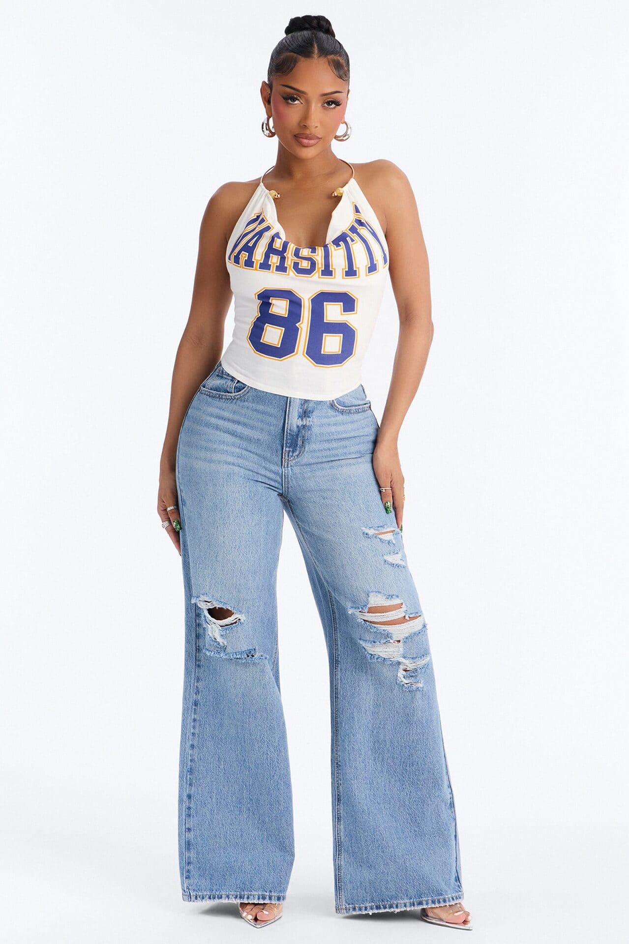 Varsity 86 Halter Top - White alternate