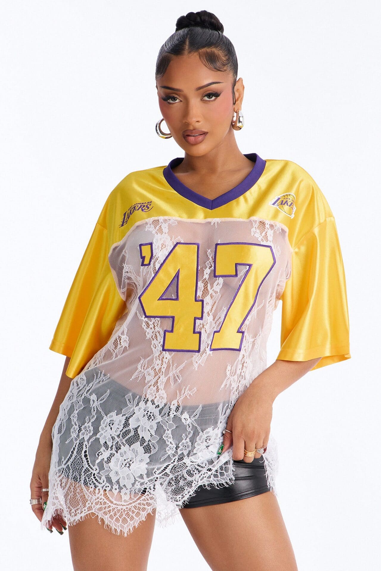 NBA LA Lakers Lace Top - White alternate