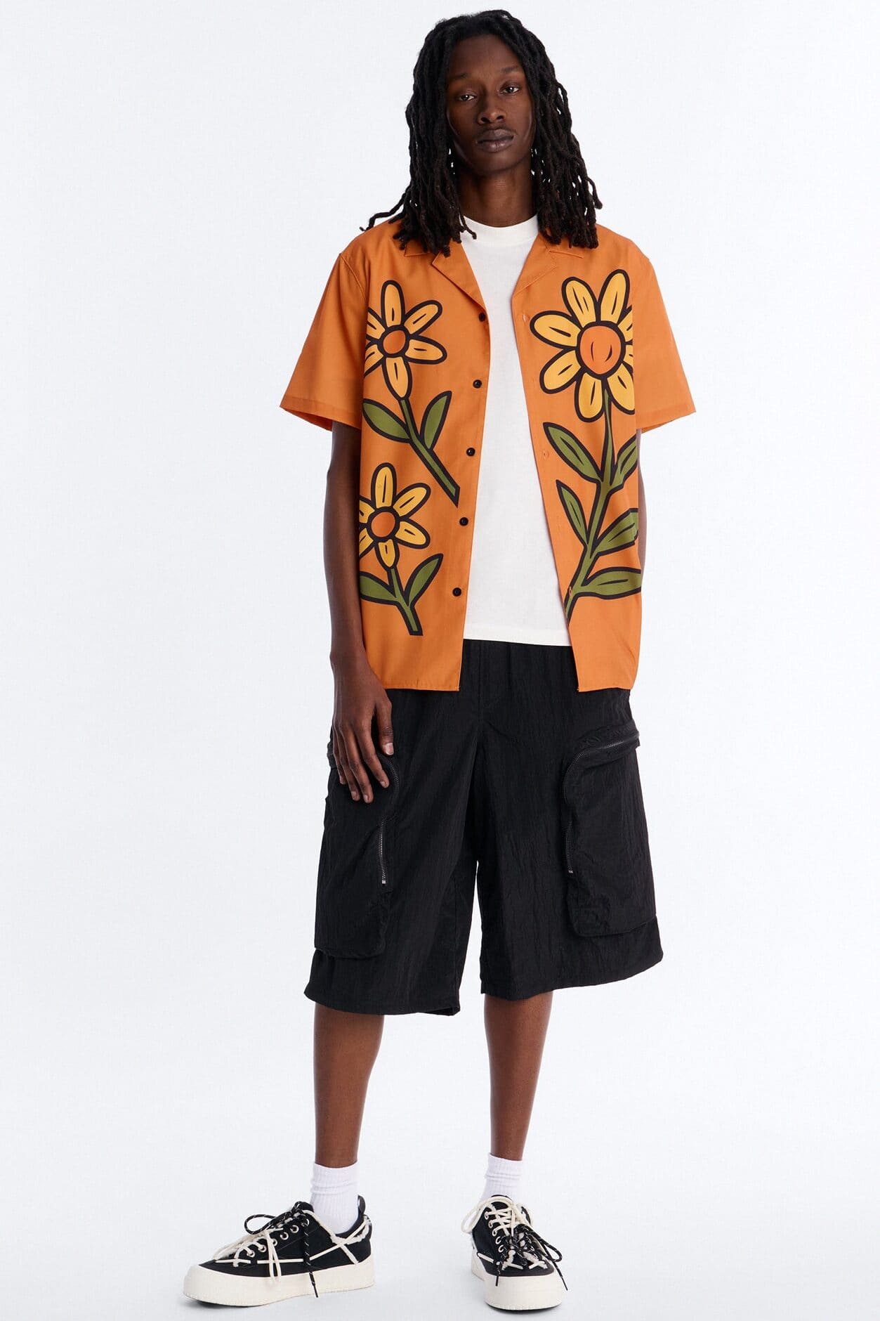 Relaxed Golden Sunshine Petals Button Up Shirt - Orange alternate