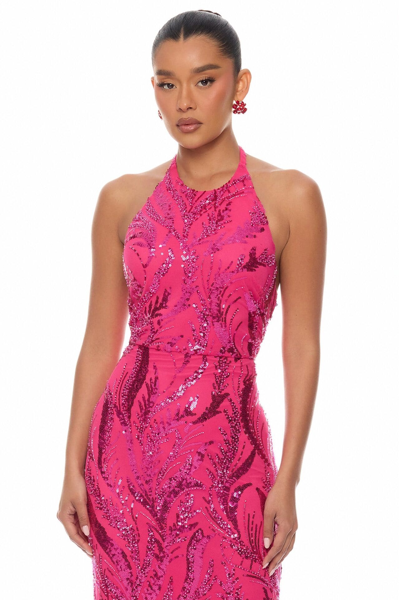 Darrah Halter Embellished Maxi Dress - Hot Pink alternate
