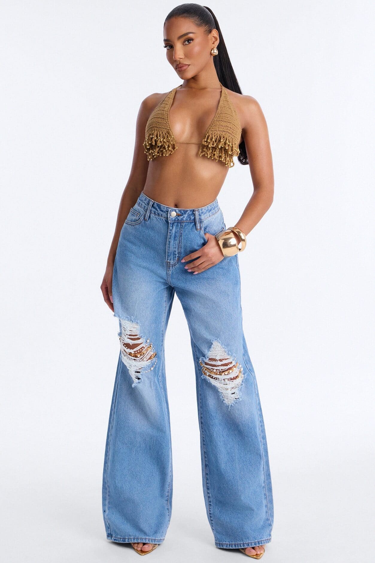 Love Lockdown Ripped Wide Leg Jeans - Medium Wash alternate