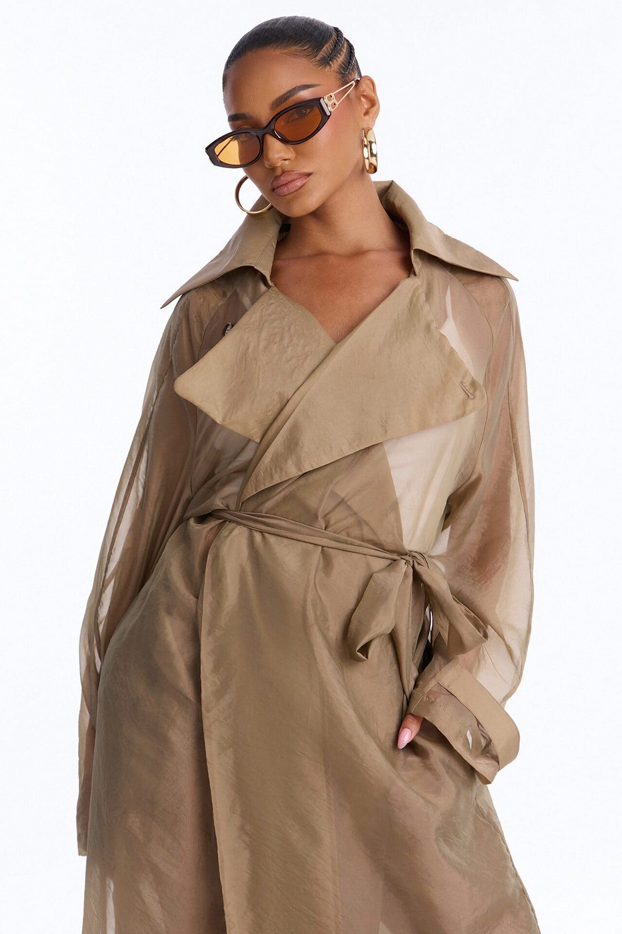 Celine Organza Trench Coat - Olive alternate