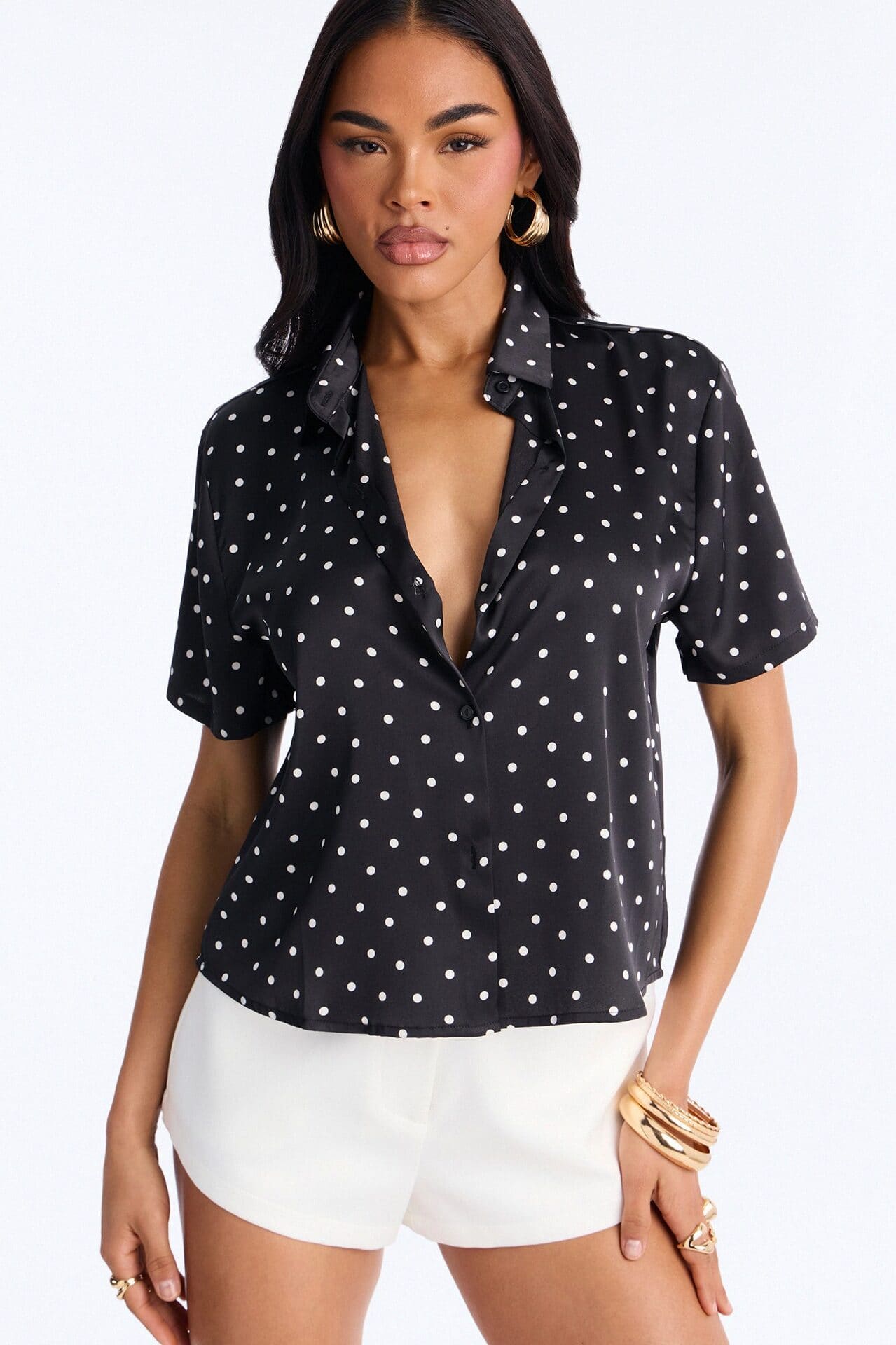 Whimsy Polka Dot Shirt - Black/combo