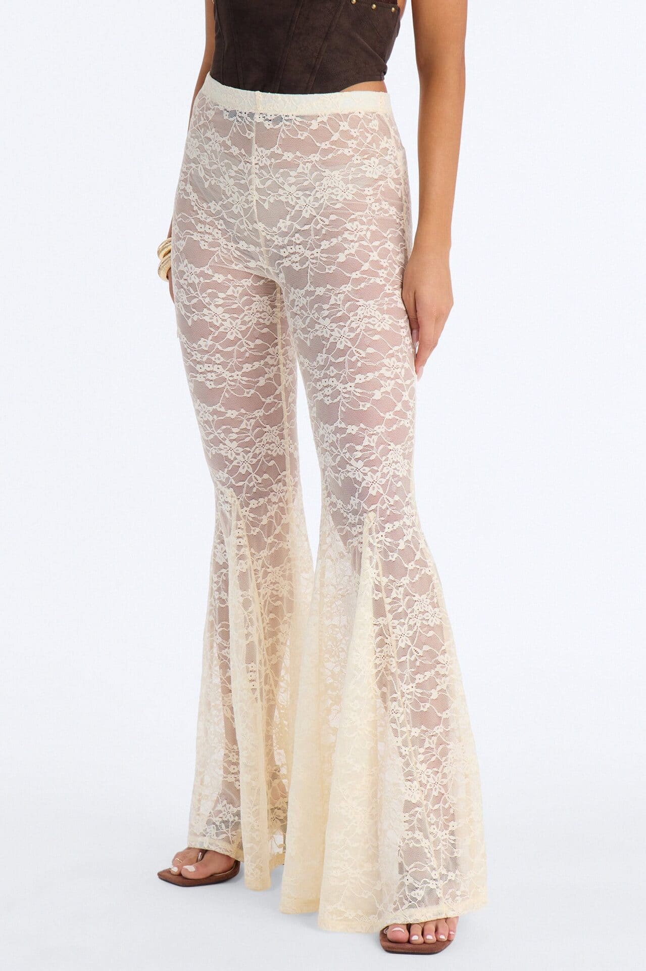 Emmalyn Lace Flare Pant - Cream alternate