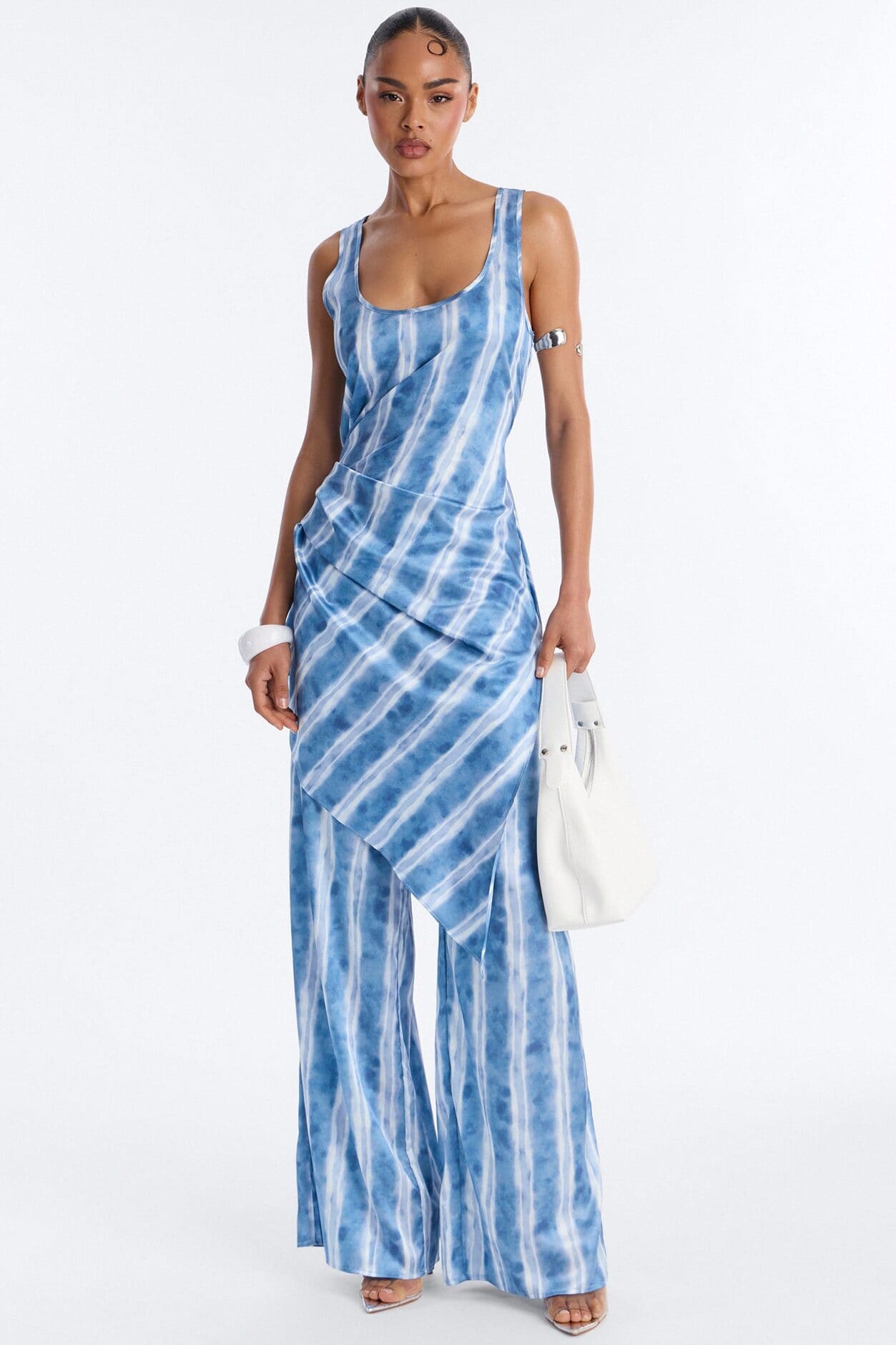 Pacific Blue Satin Pant Set - Blue