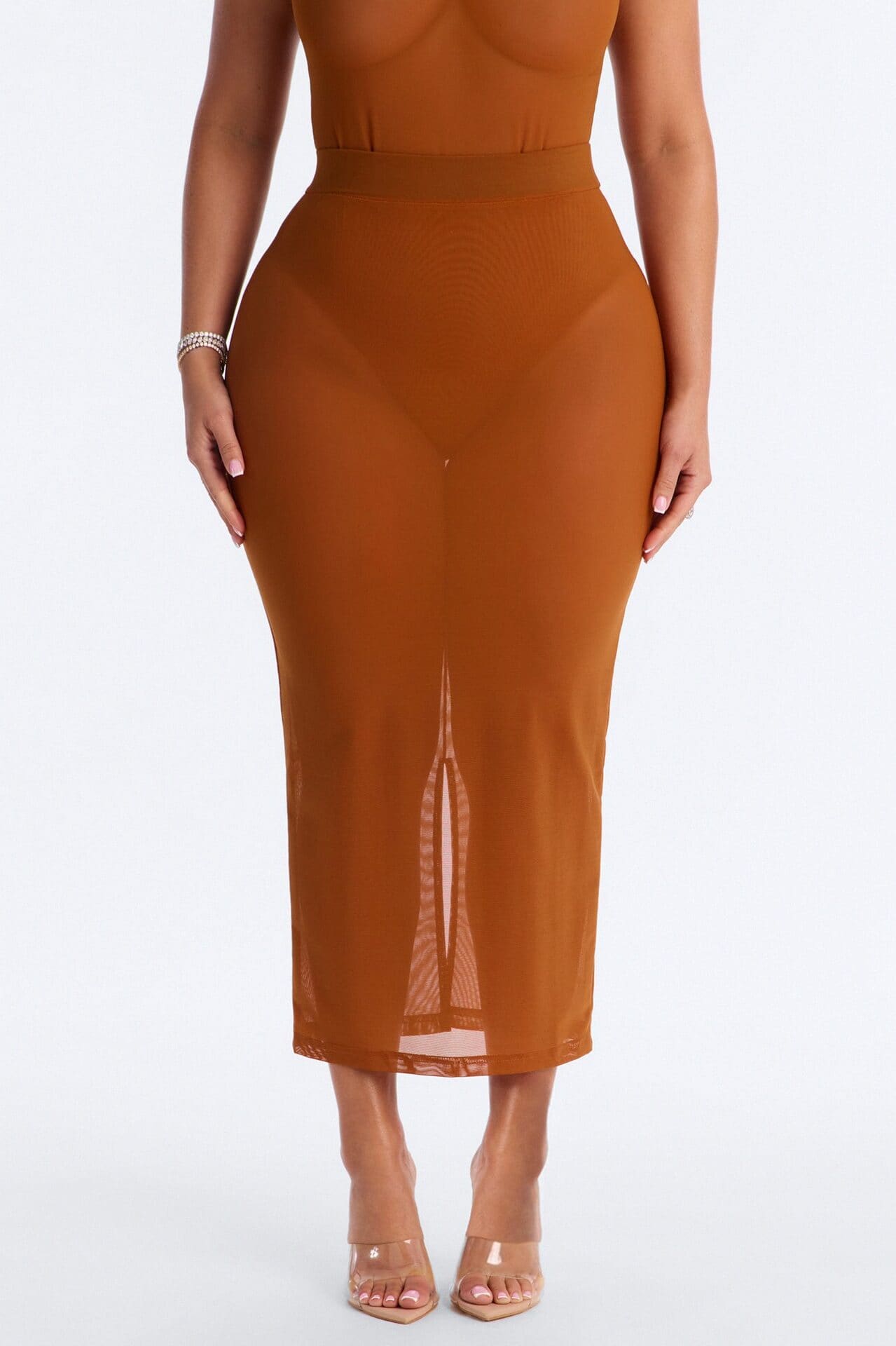 Power Mesh Midi Pencil Skirt - Copper alternate