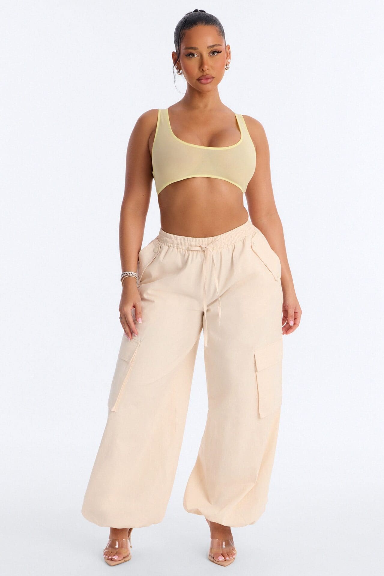 Power Mesh Racerback Bra Top - Yellow alternate