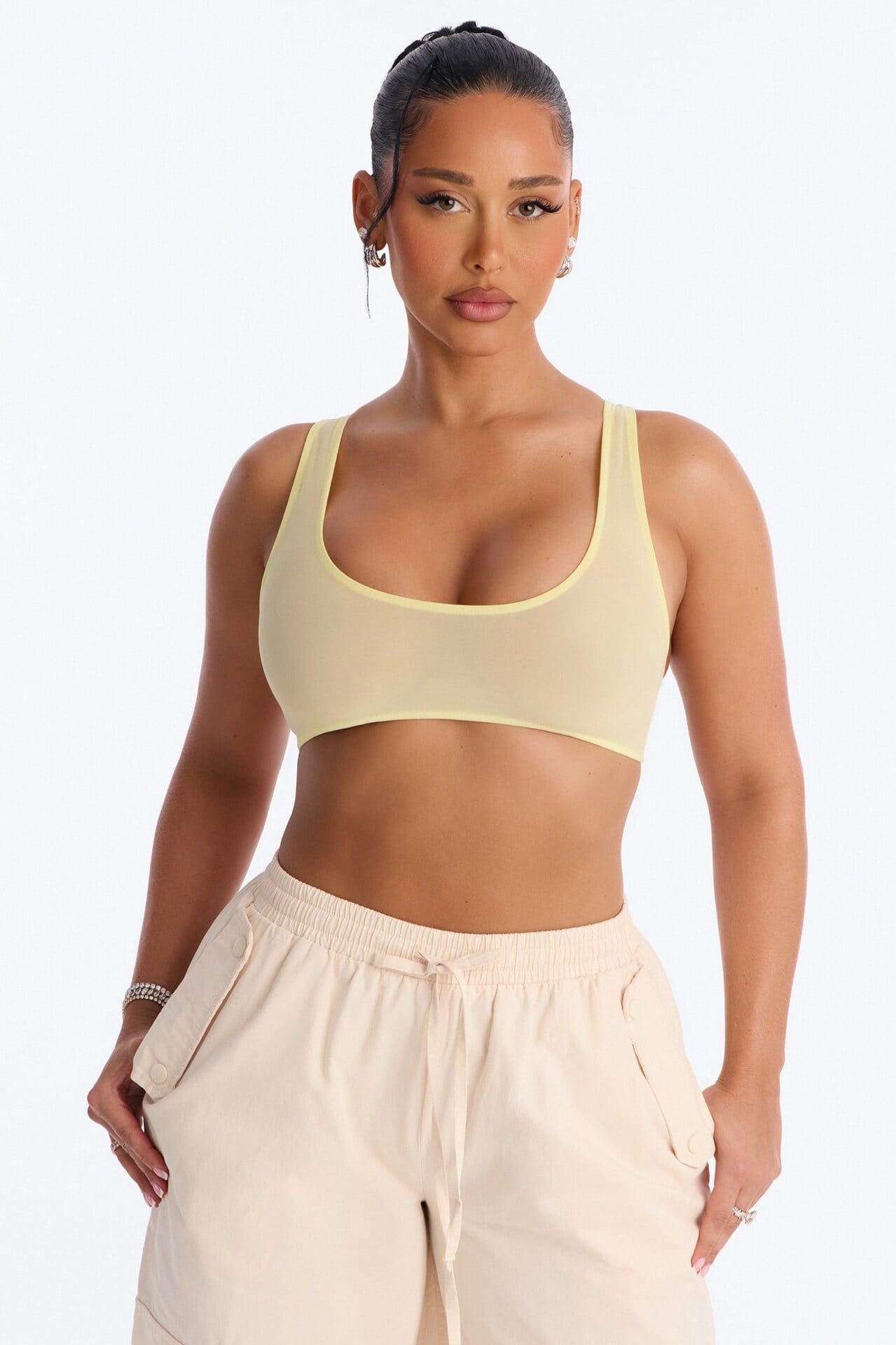 Power Mesh Racerback Bra Top - Yellow