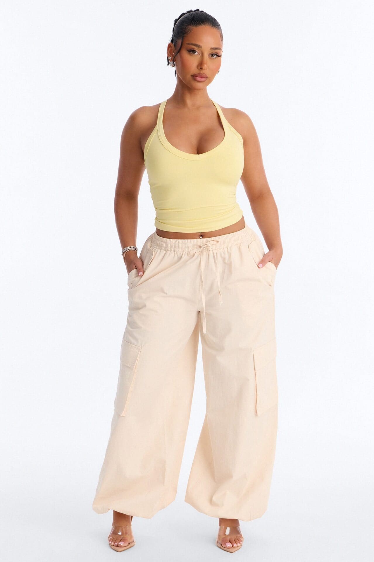 Contour Double Lined V Neck Tank Top - Yellow alternate