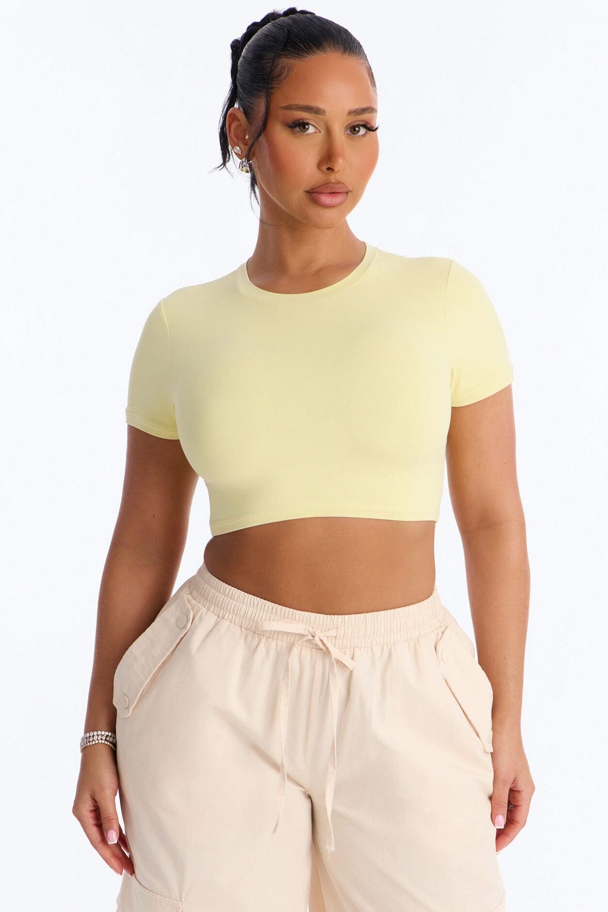 Second Skin Double Lined Super Cropped Tee - Yellow alternate