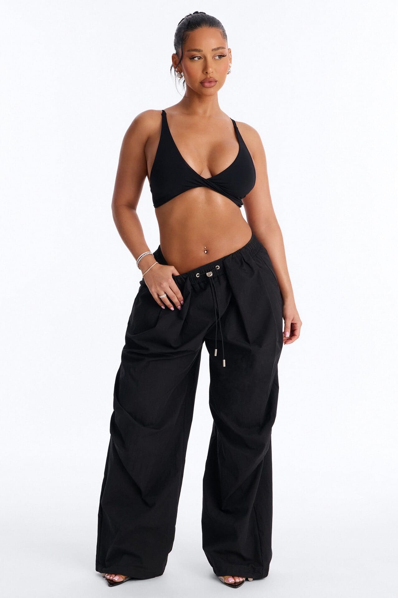 Second Skin Deep V Neck Bra Top - Black alternate