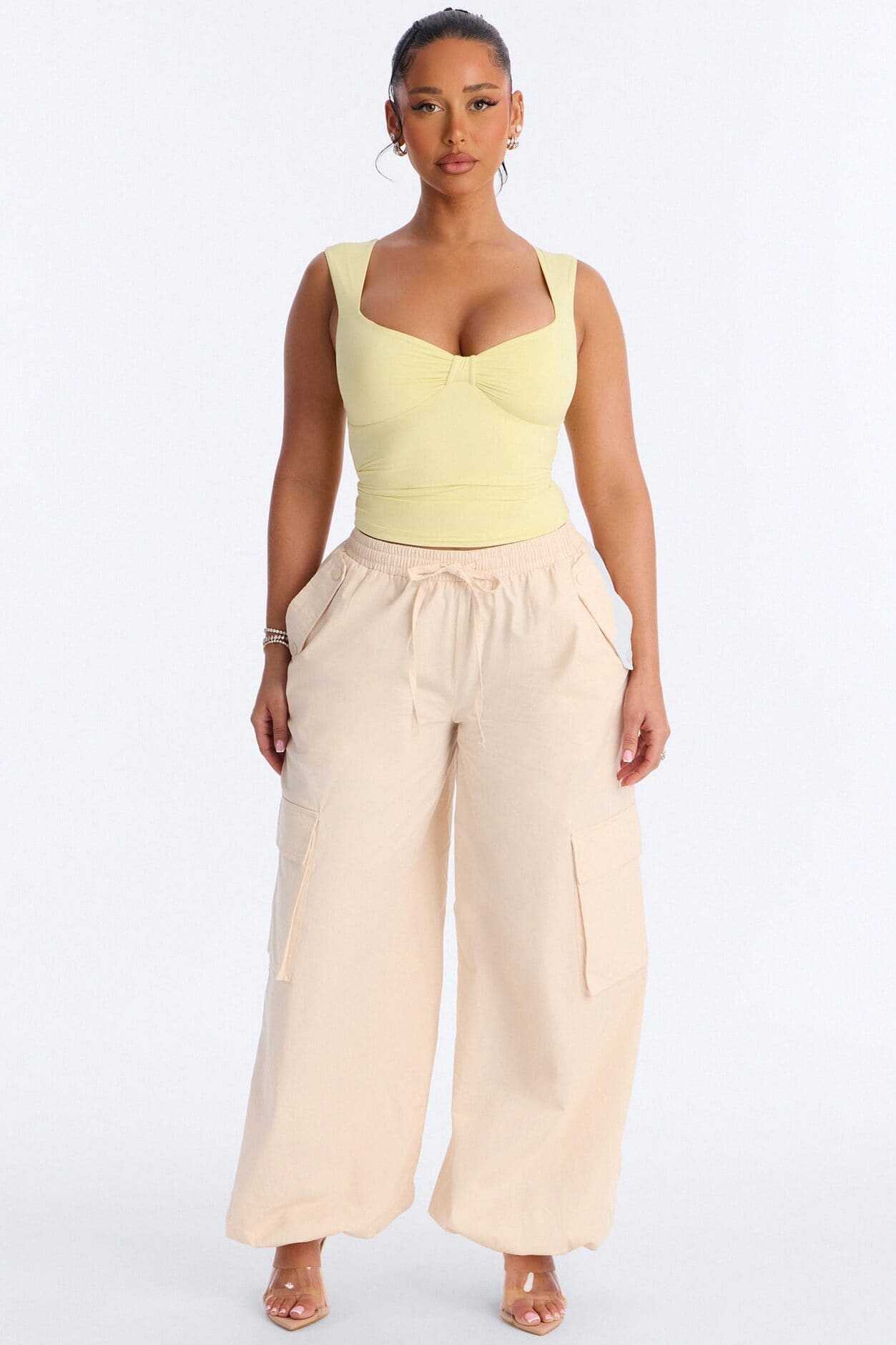 Second Skin Padded Sweetheart Neck Top - Yellow alternate