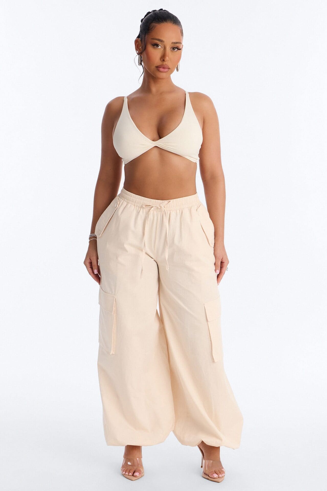 Second Skin Deep V Neck Bra Top - Bone alternate
