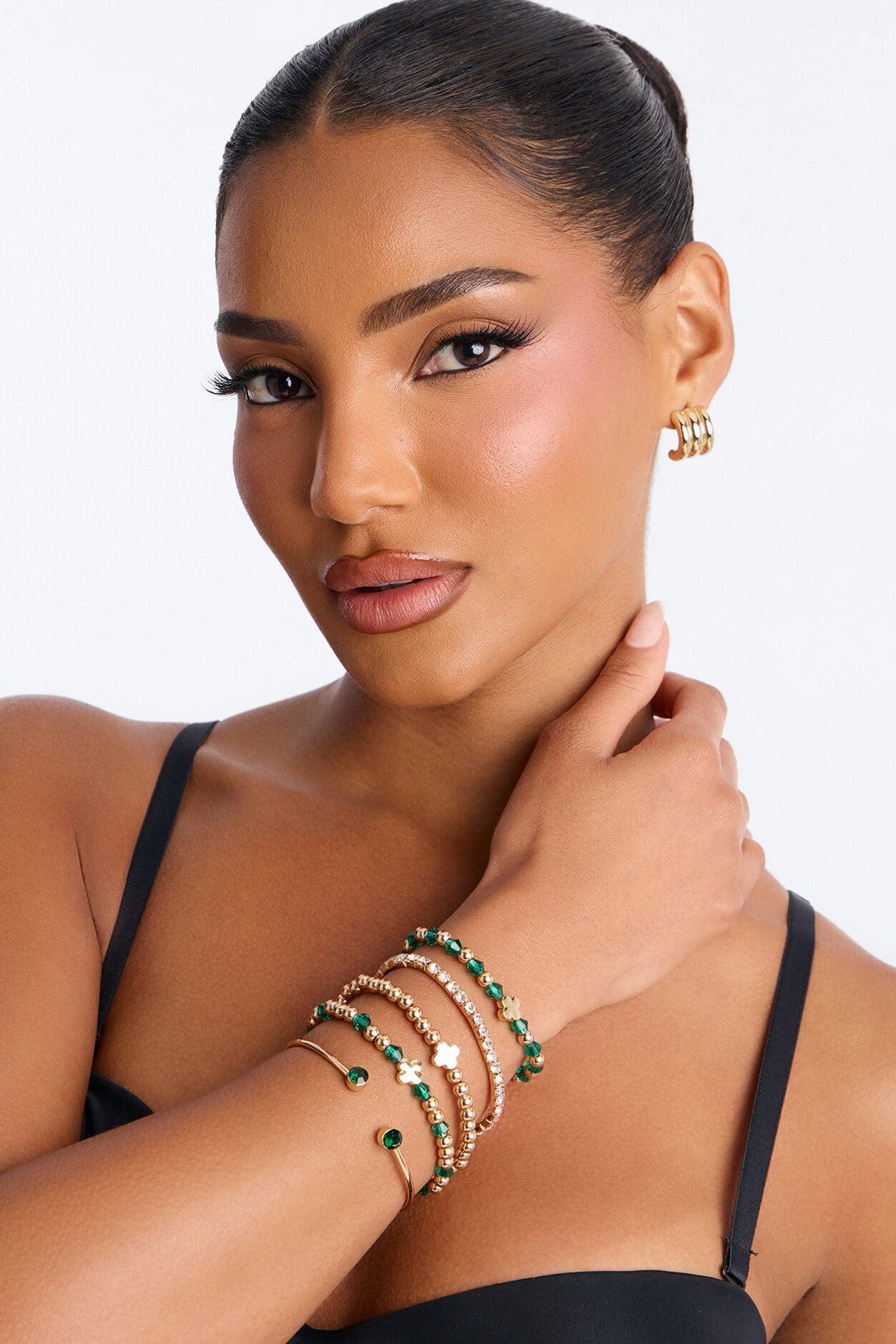 Counting On You 5pc Bracelet Set - Gold/Green alternate
