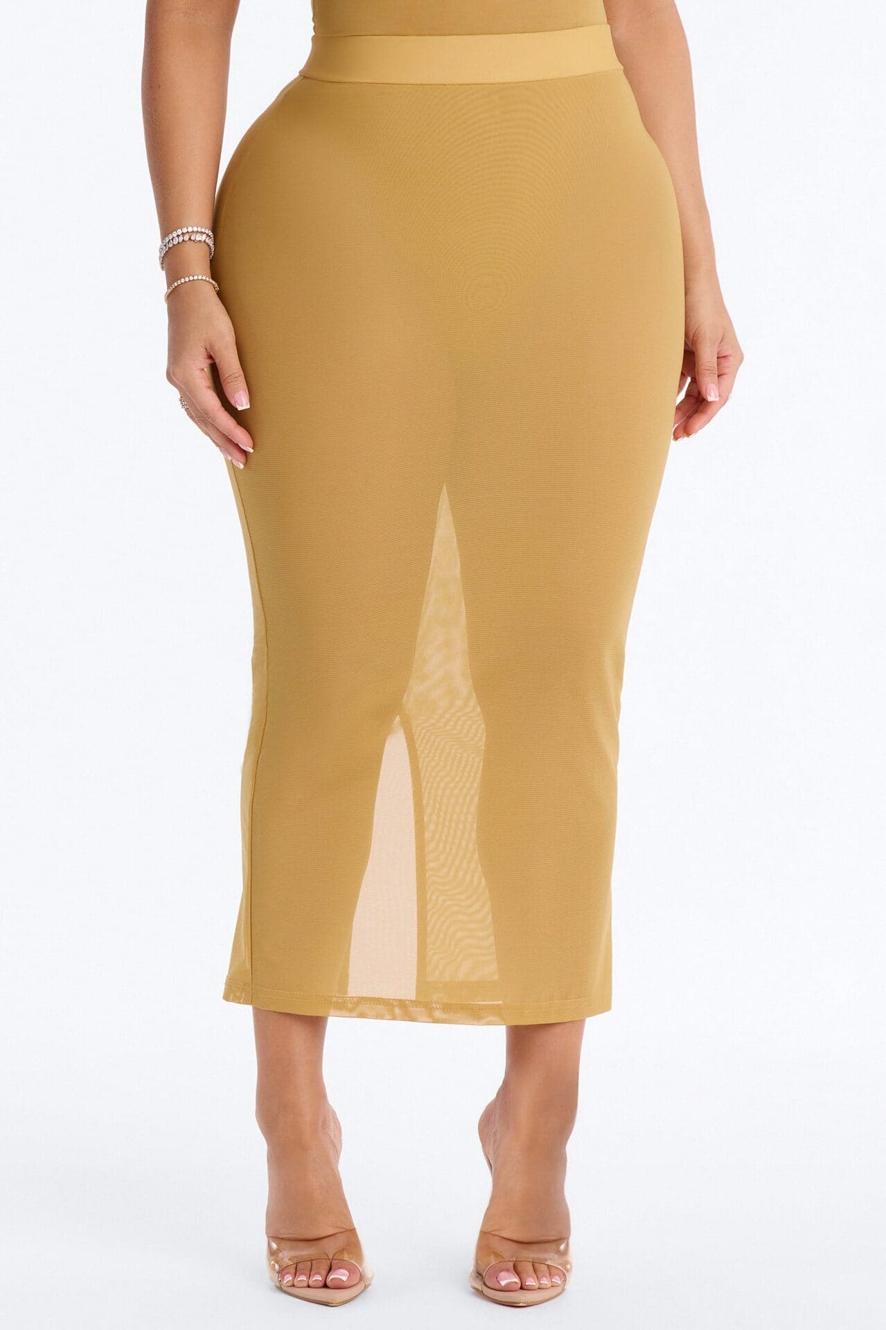 Power Mesh Midi Pencil Skirt - Honey alternate