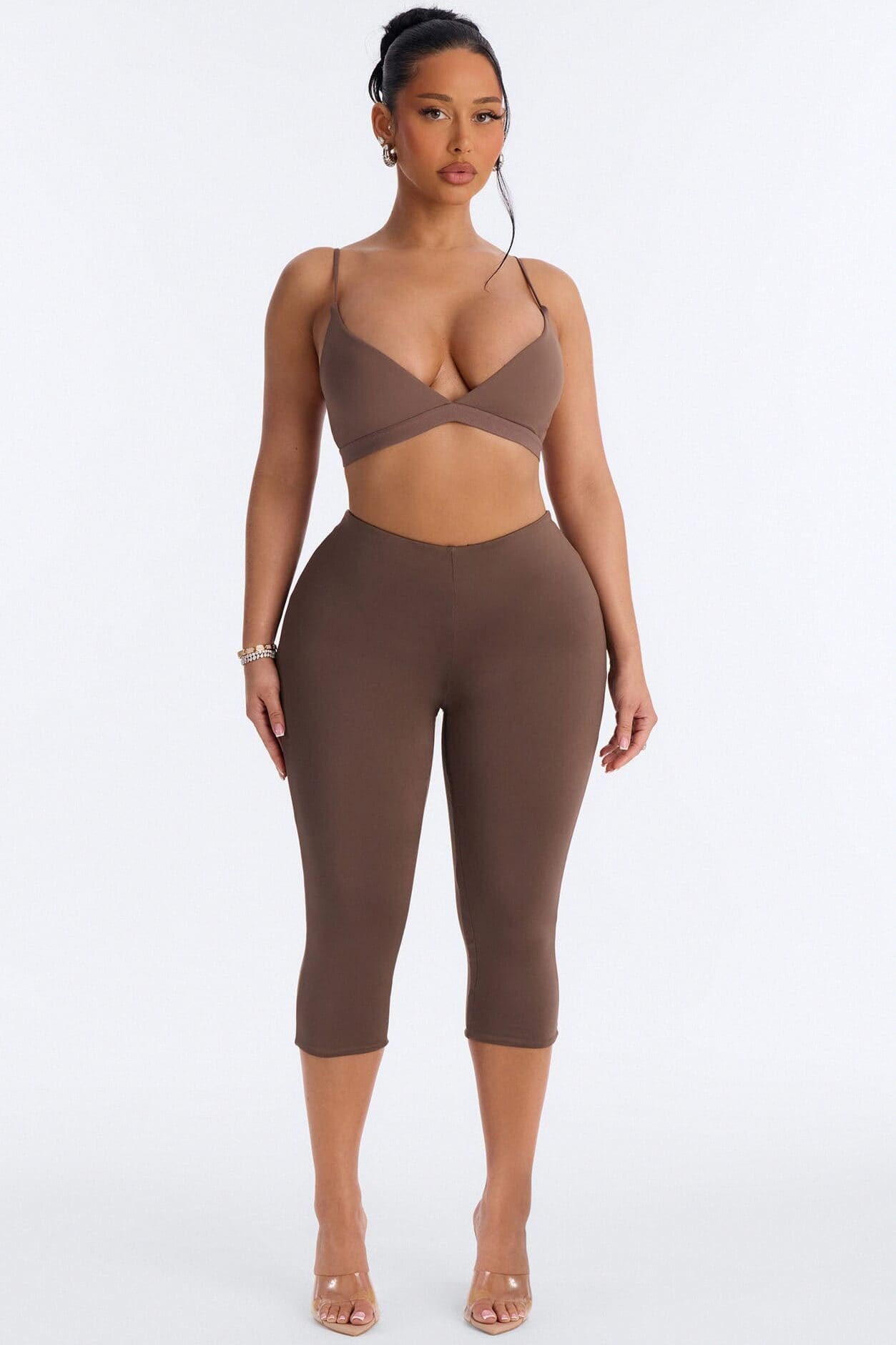 Contour Double Lined Capri Pant - Brown