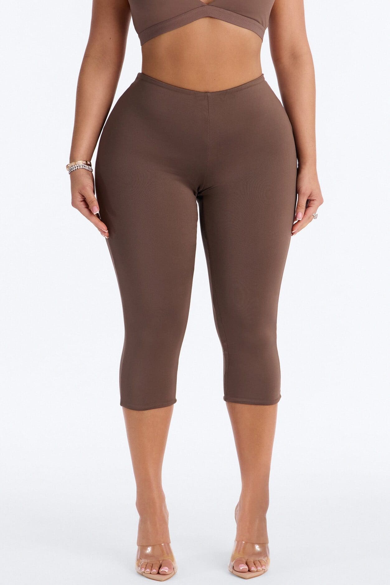 Contour Double Lined Capri Pant - Brown alternate