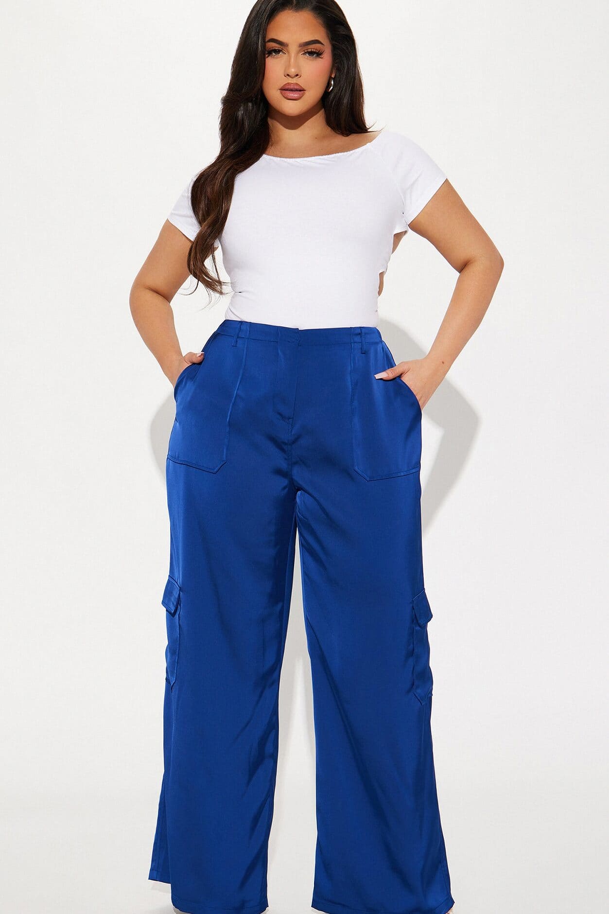 Pretty Girl Satin Cargo Pant - Navy