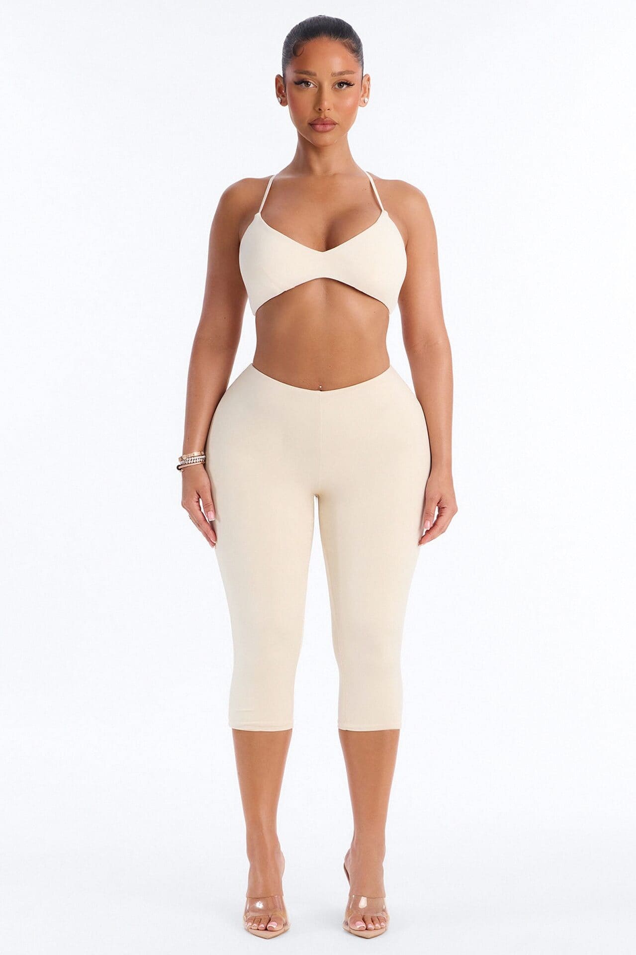 Second Skin Scoop Neck Spaghetti Strap Bra Top - Bone alternate