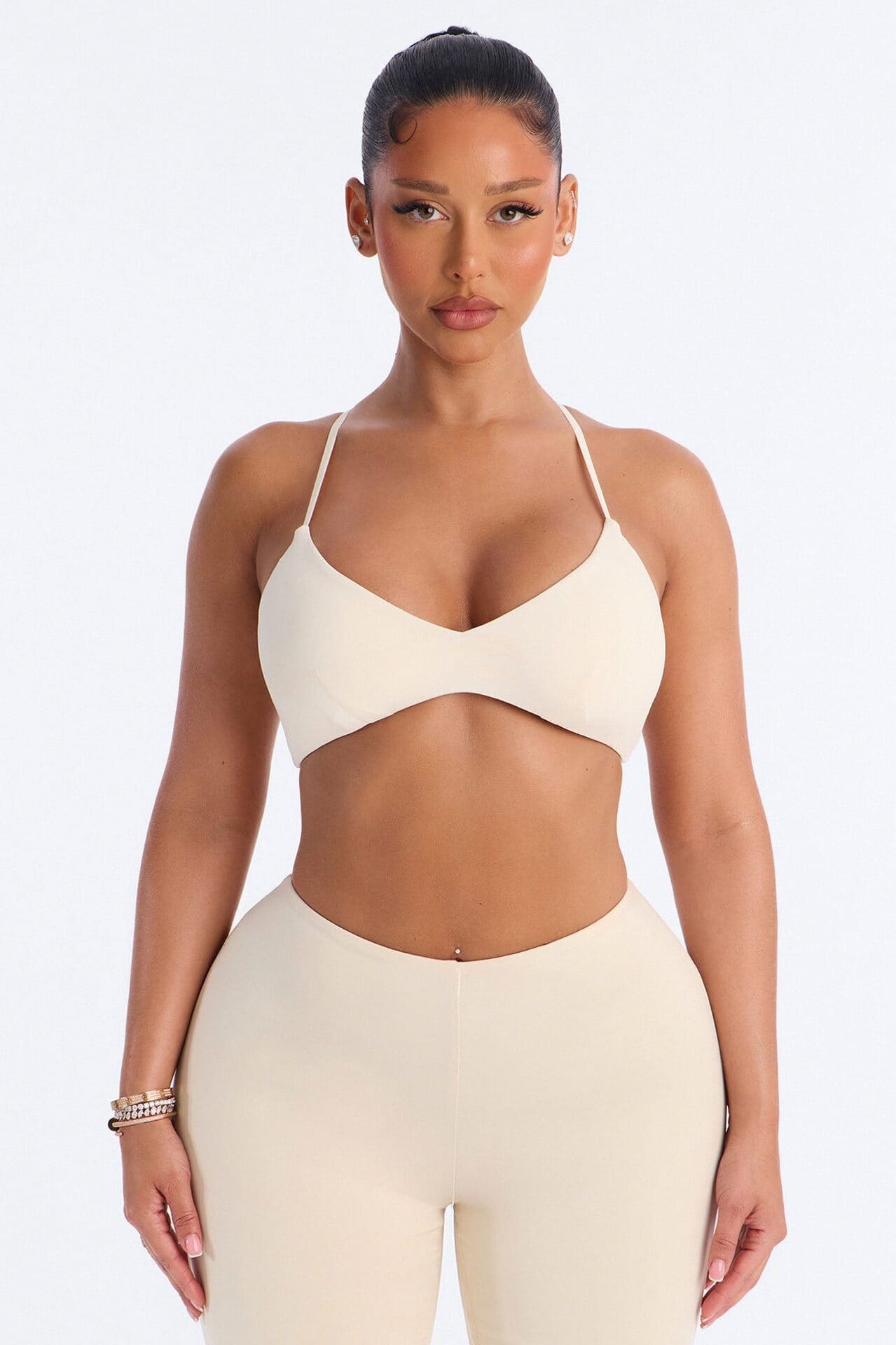 Second Skin Scoop Neck Spaghetti Strap Bra Top - Bone