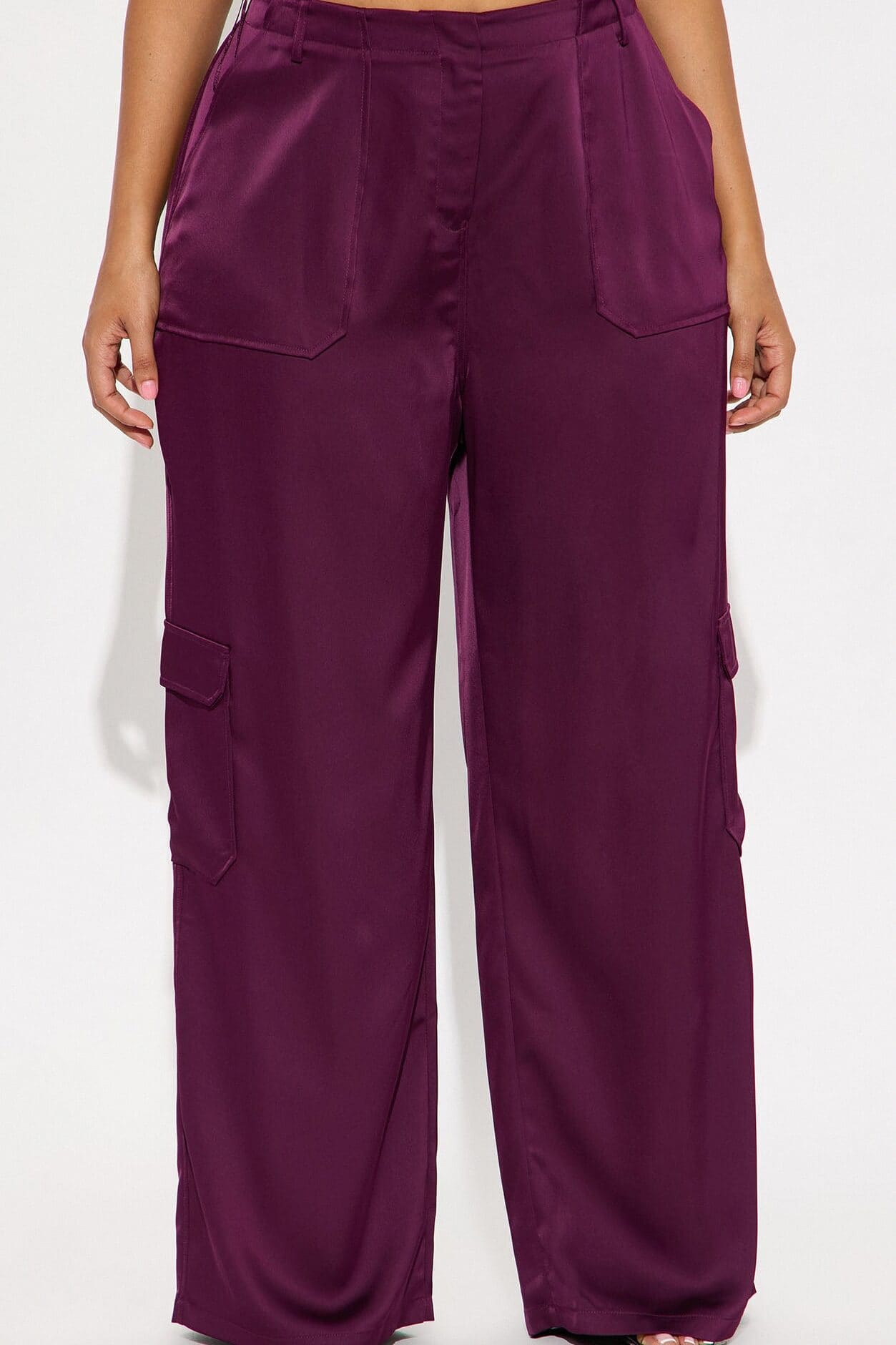 Pretty Girl Satin Cargo Pant - Plum alternate