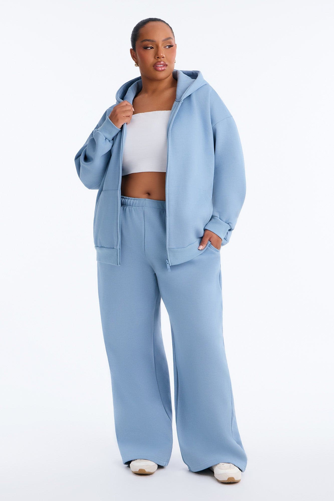 Libby Full Zip Hoodie Fleece Sweatshirt - Slate Blue alternate