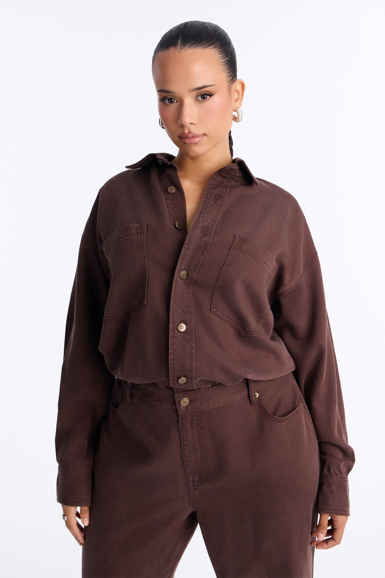 Farmer's Market Cutie Denim Jumpsuit - Chocolate alternate