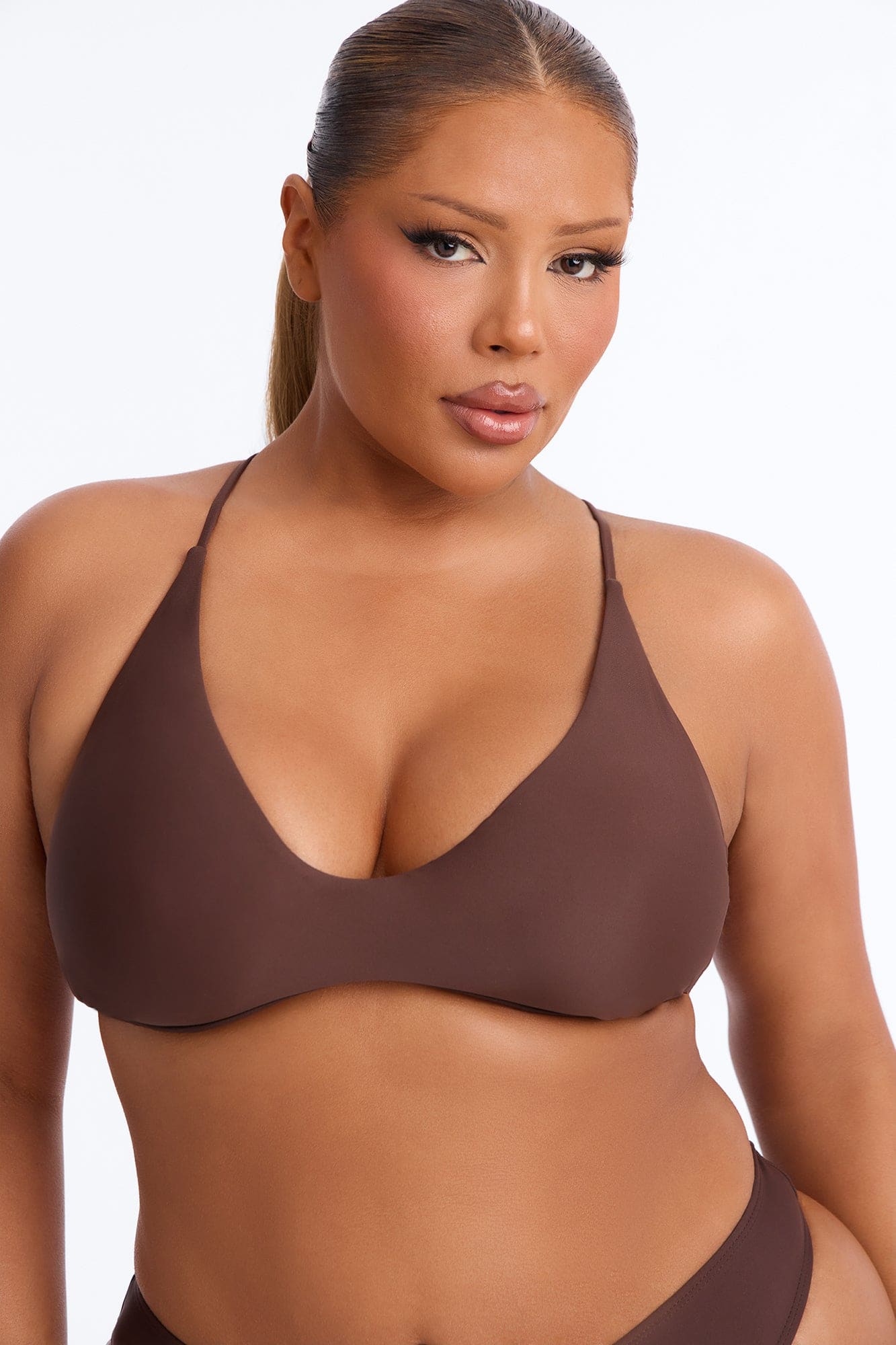 Maui Mix And Match Scoop Bralette Bikini Top - Chocolate alternate