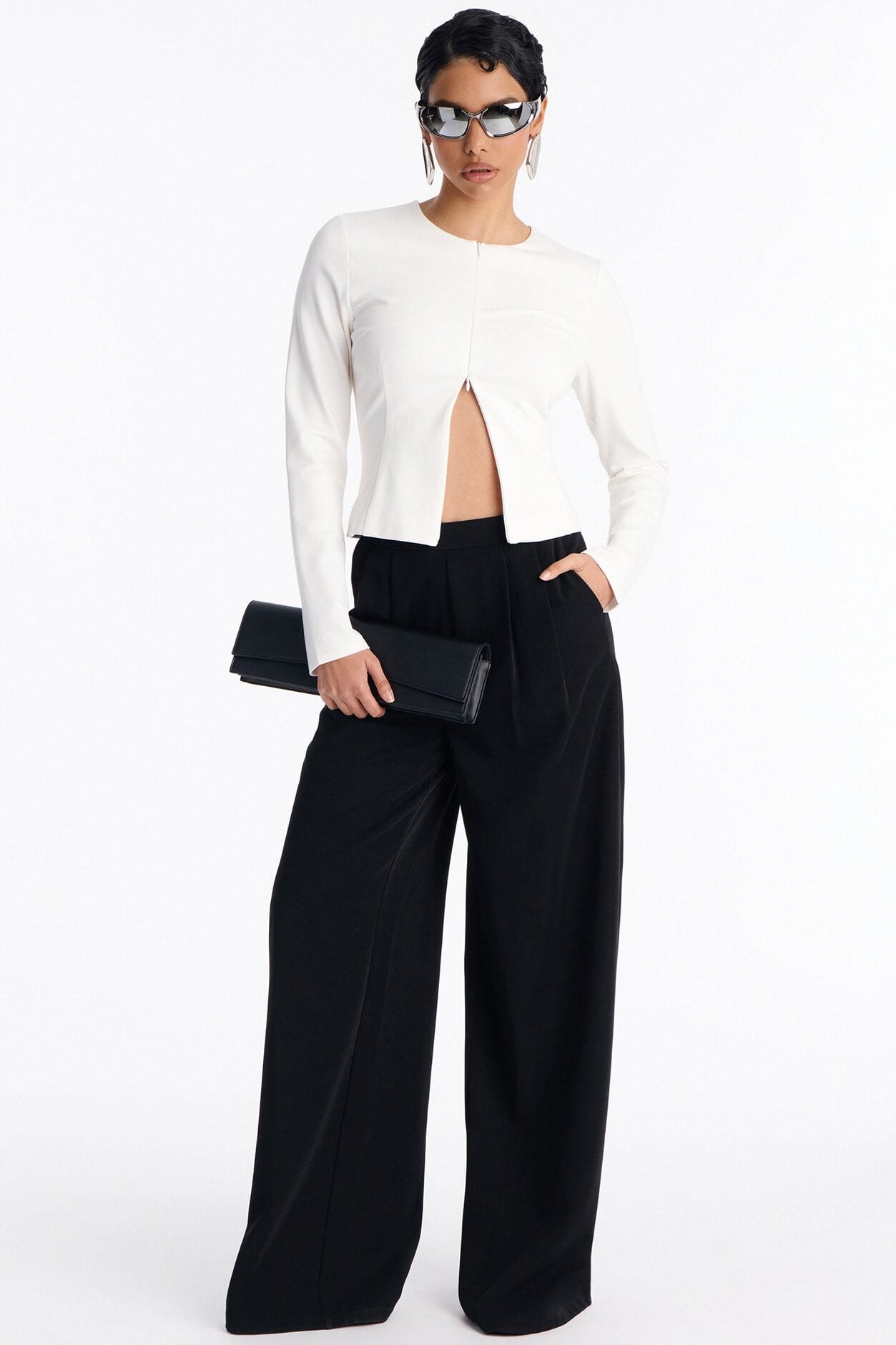 Magnolia Long Sleeve Zip Up Top - White image 2