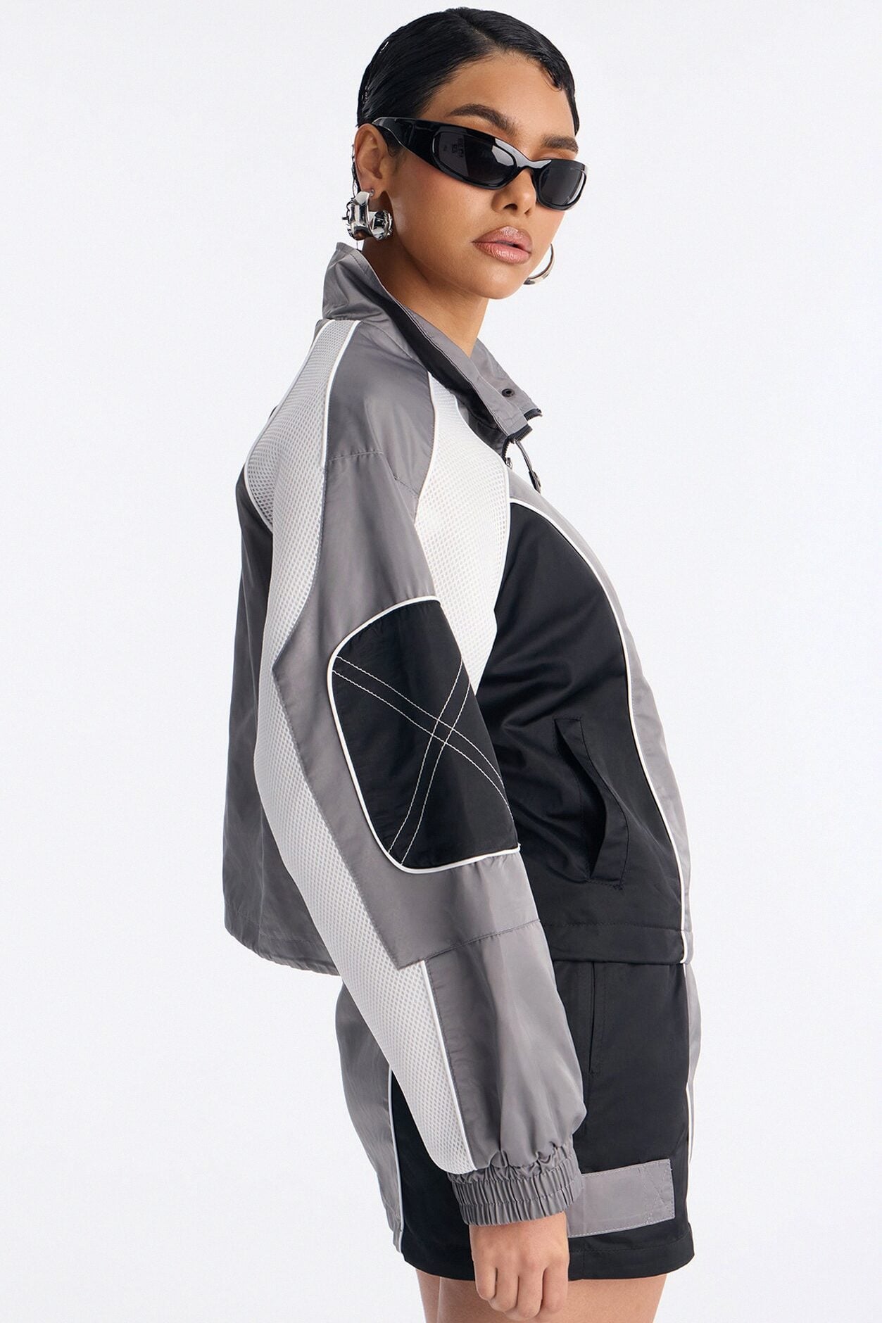 vanna Windbreaker Mini Skirt Set - Grey/combo image 4