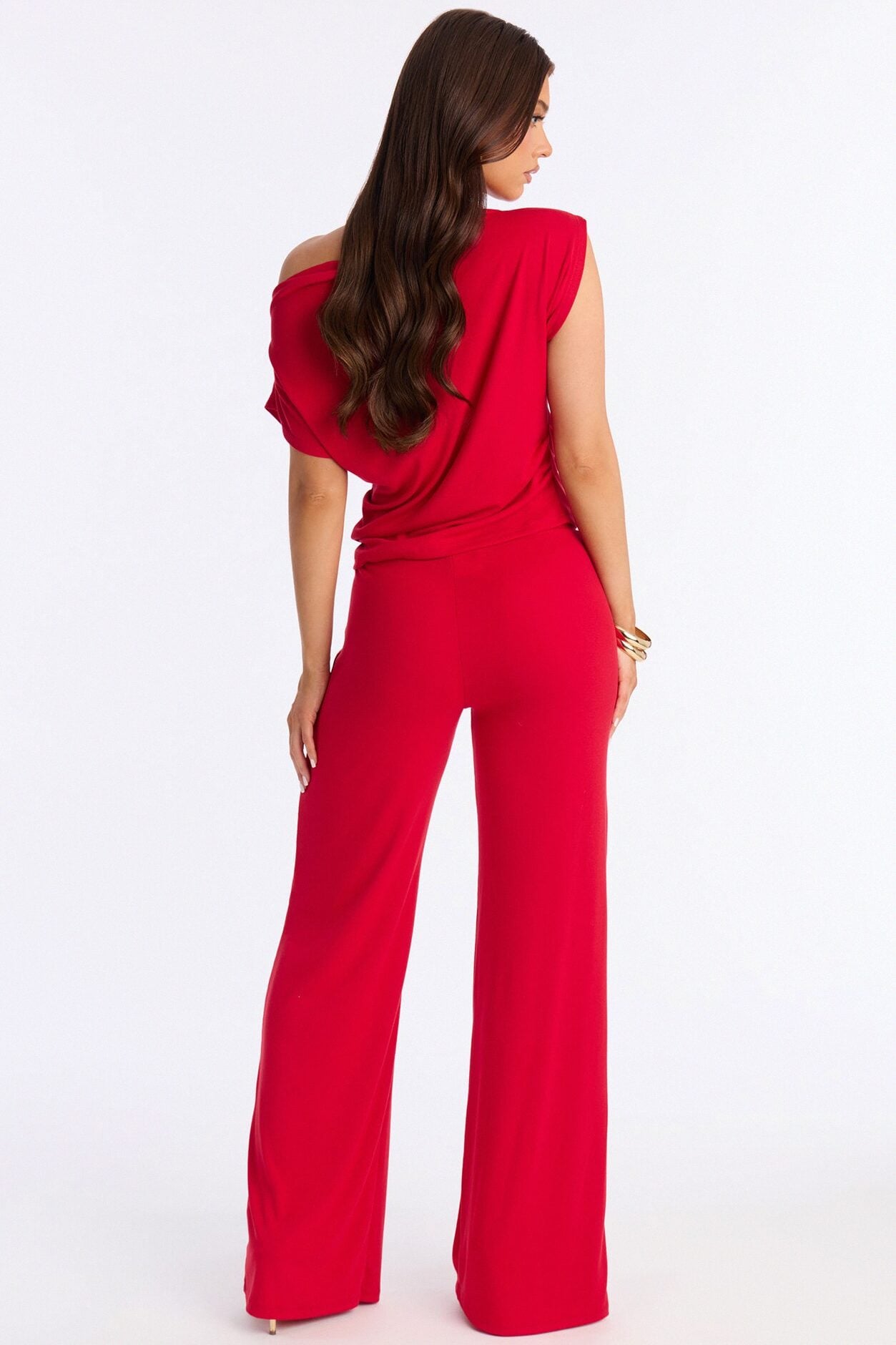 Alicia Off Shoulder Wide Leg Pant Set - Red image 4