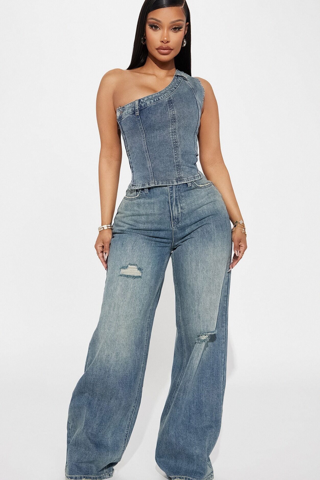 I'm Different Denim Top - Medium Wash image 2