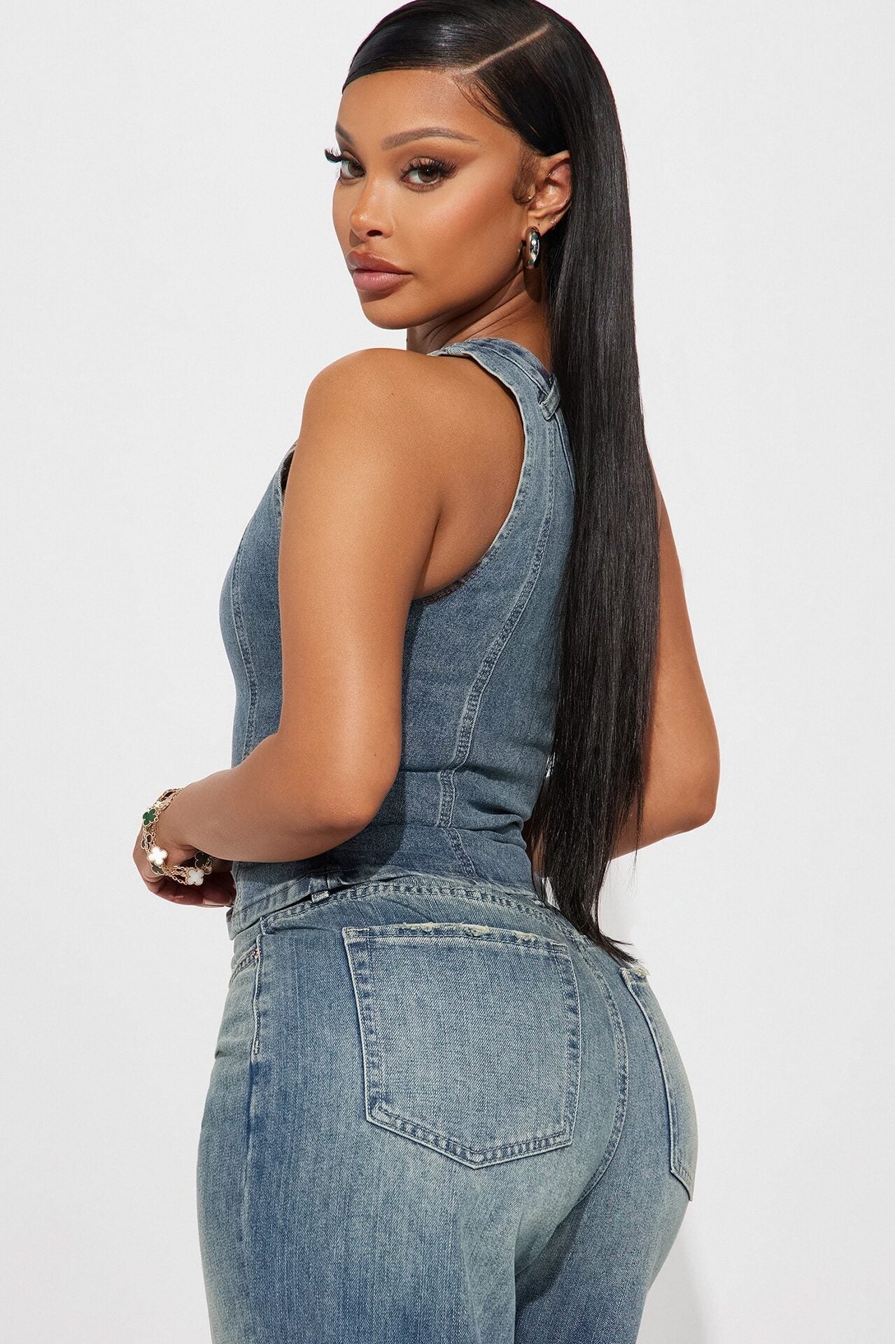 I'm Different Denim Top - Medium Wash image 3