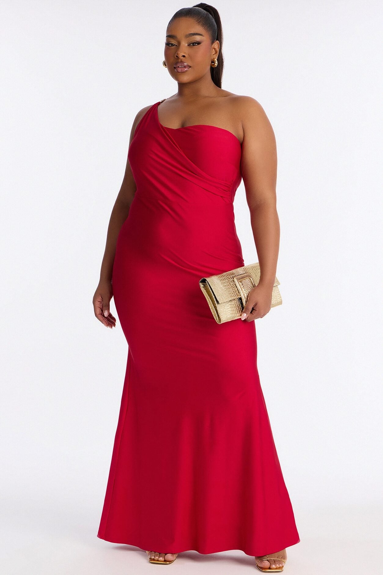 Alexis One Shoulder Gown - Red image 5