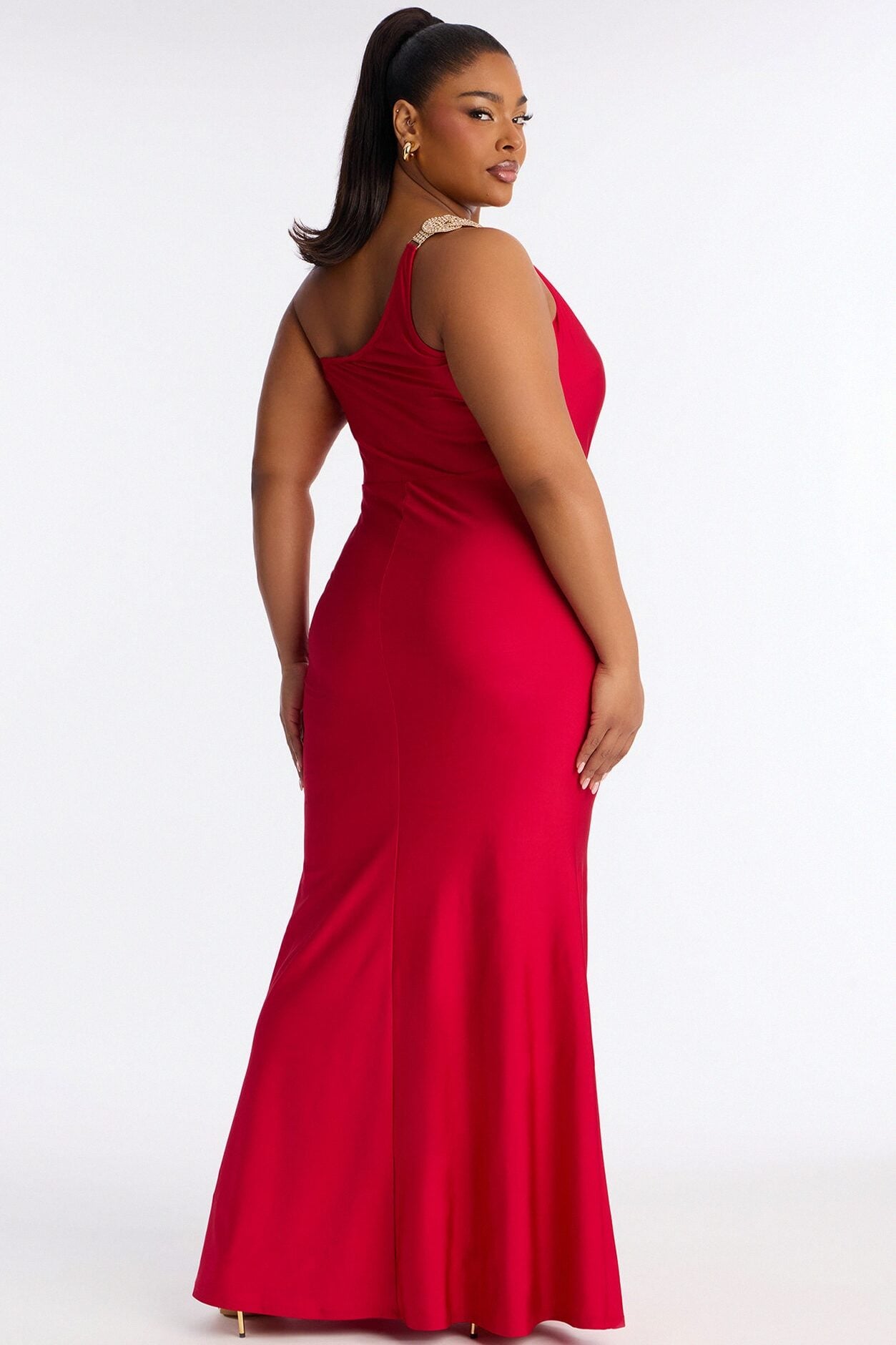 Alexis One Shoulder Gown - Red image 8