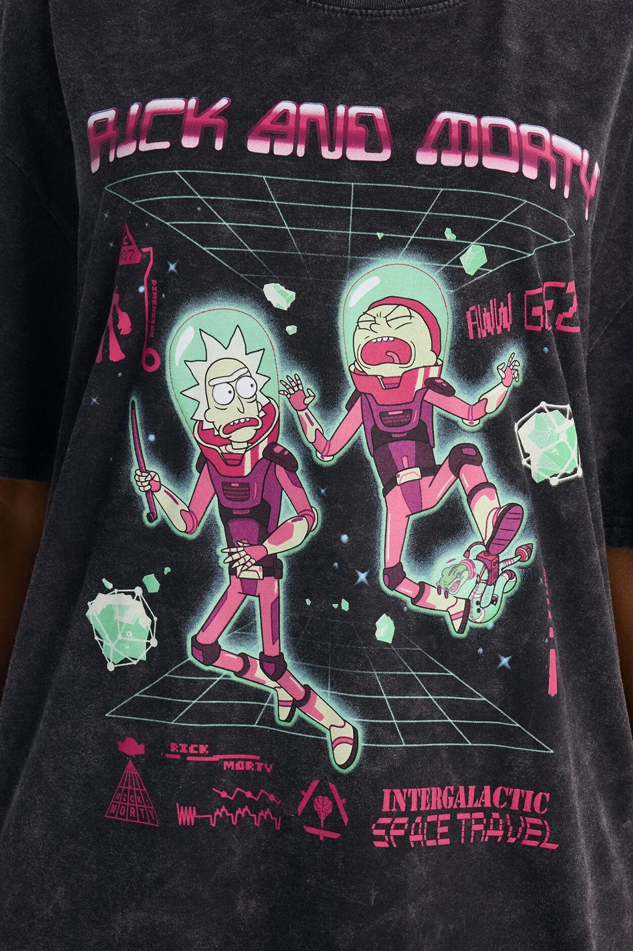 Rick And Morty Oversized Washed Tee - Black Wash image 3