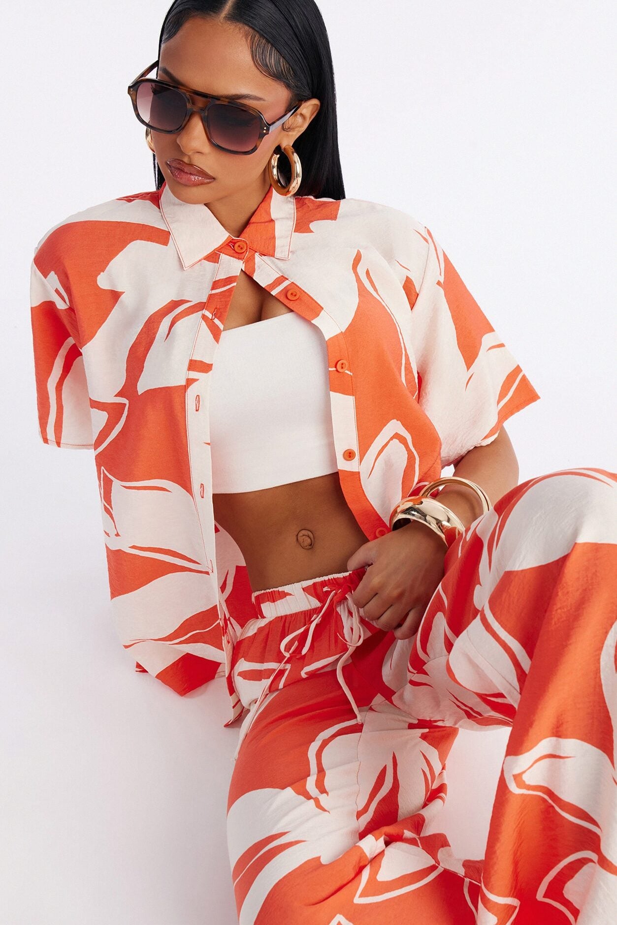 Ready For Vacay Wide Leg Pant Set - Orange image 2