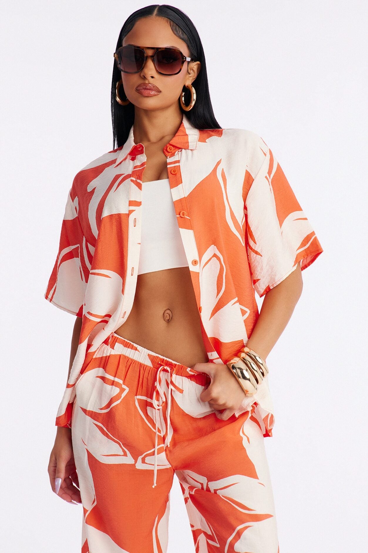 Ready For Vacay Wide Leg Pant Set - Orange image 3