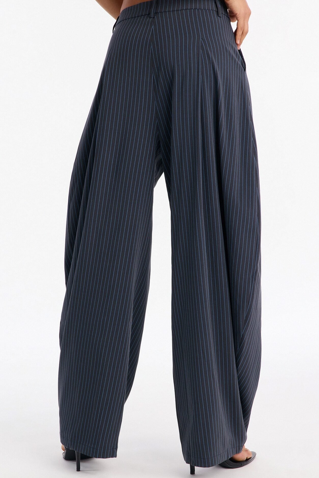 Run This Office Pinstripe Barrel Leg Pant 33″ - Navy image 4
